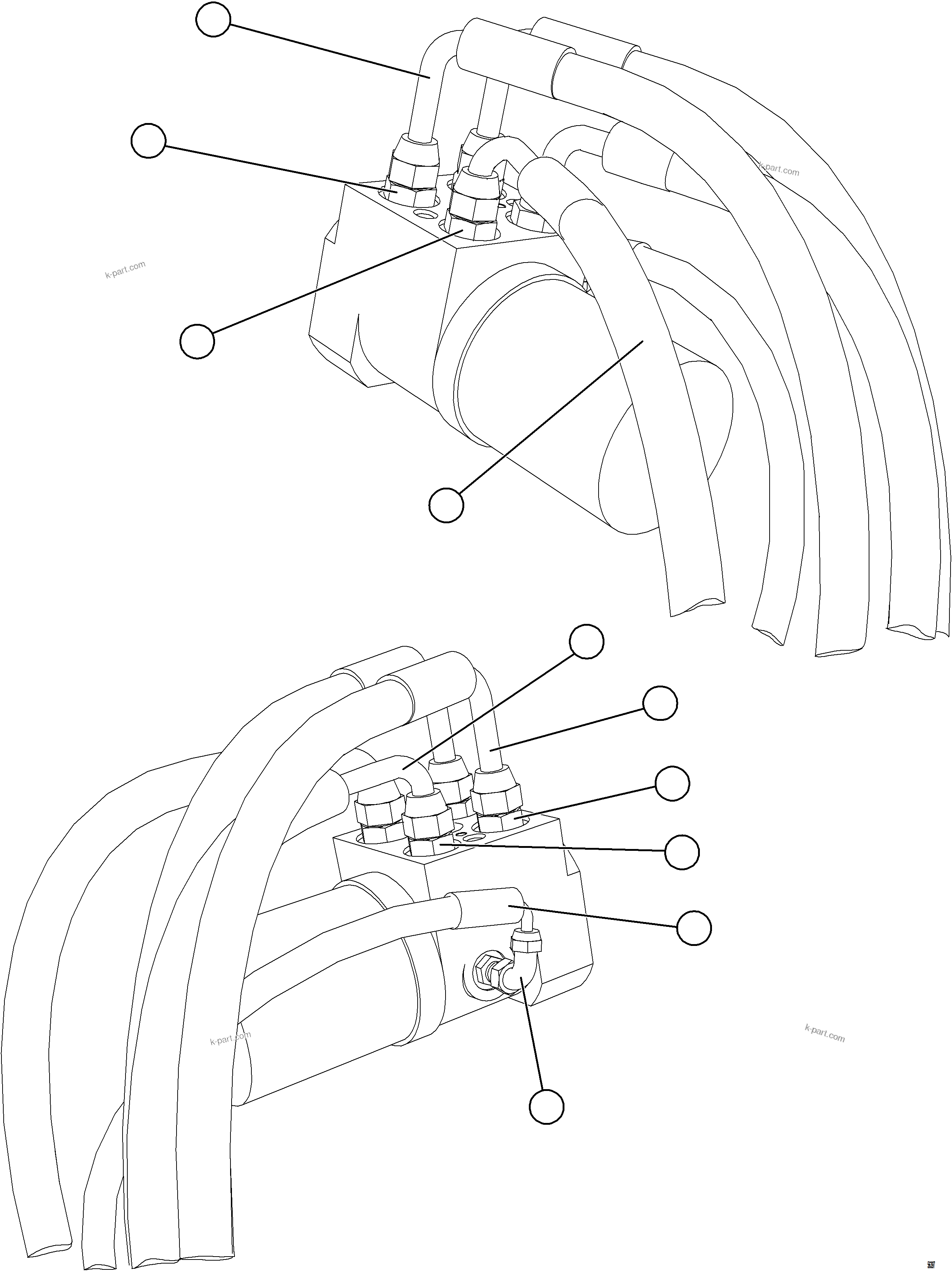 Komatsu parts book diagram for AFE69-F 730E-8 S/N A40018 - A40034 NATALKA: STEERING CONTROL UNIT PIPING