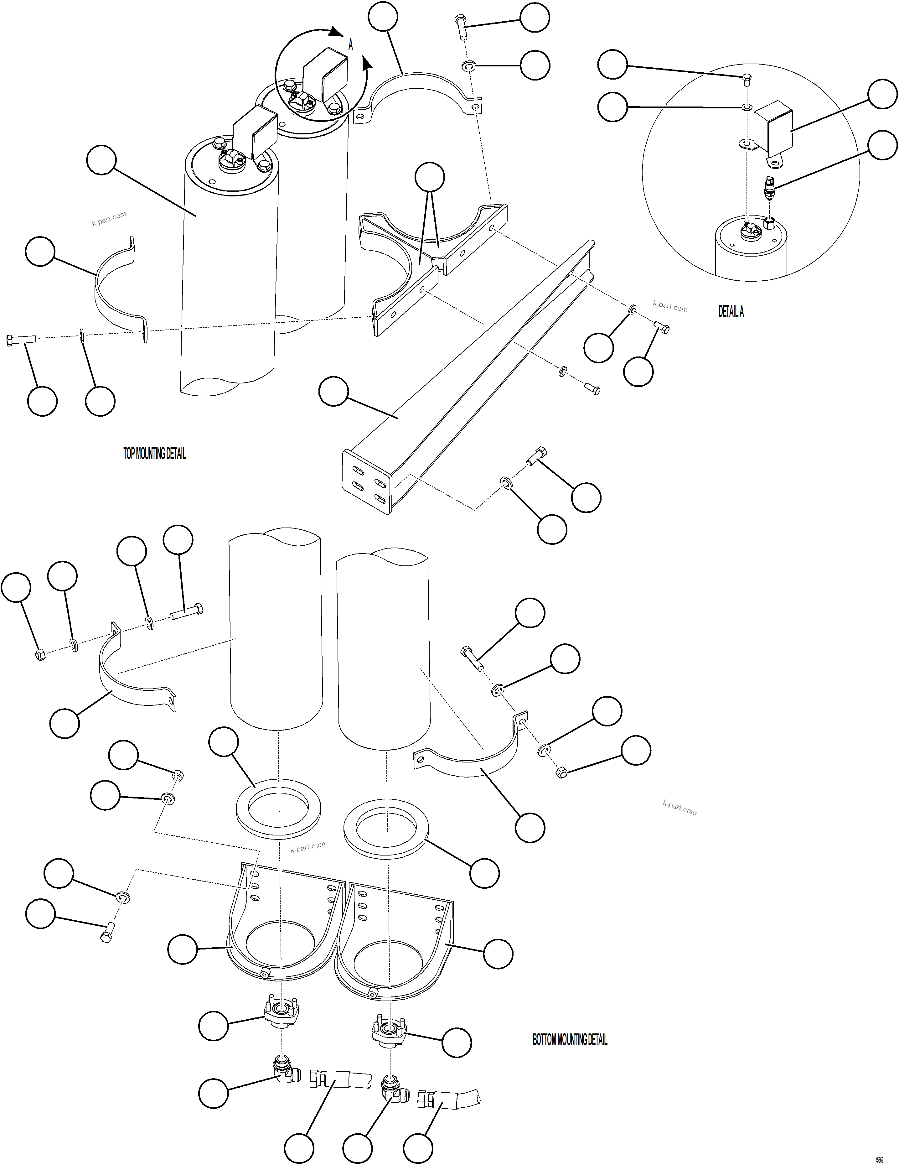 Komatsu parts book diagram for AFE69-F 730E-8 S/N A40018 - A40034 NATALKA: STEERING ACCUMULATOR INSTALLATION