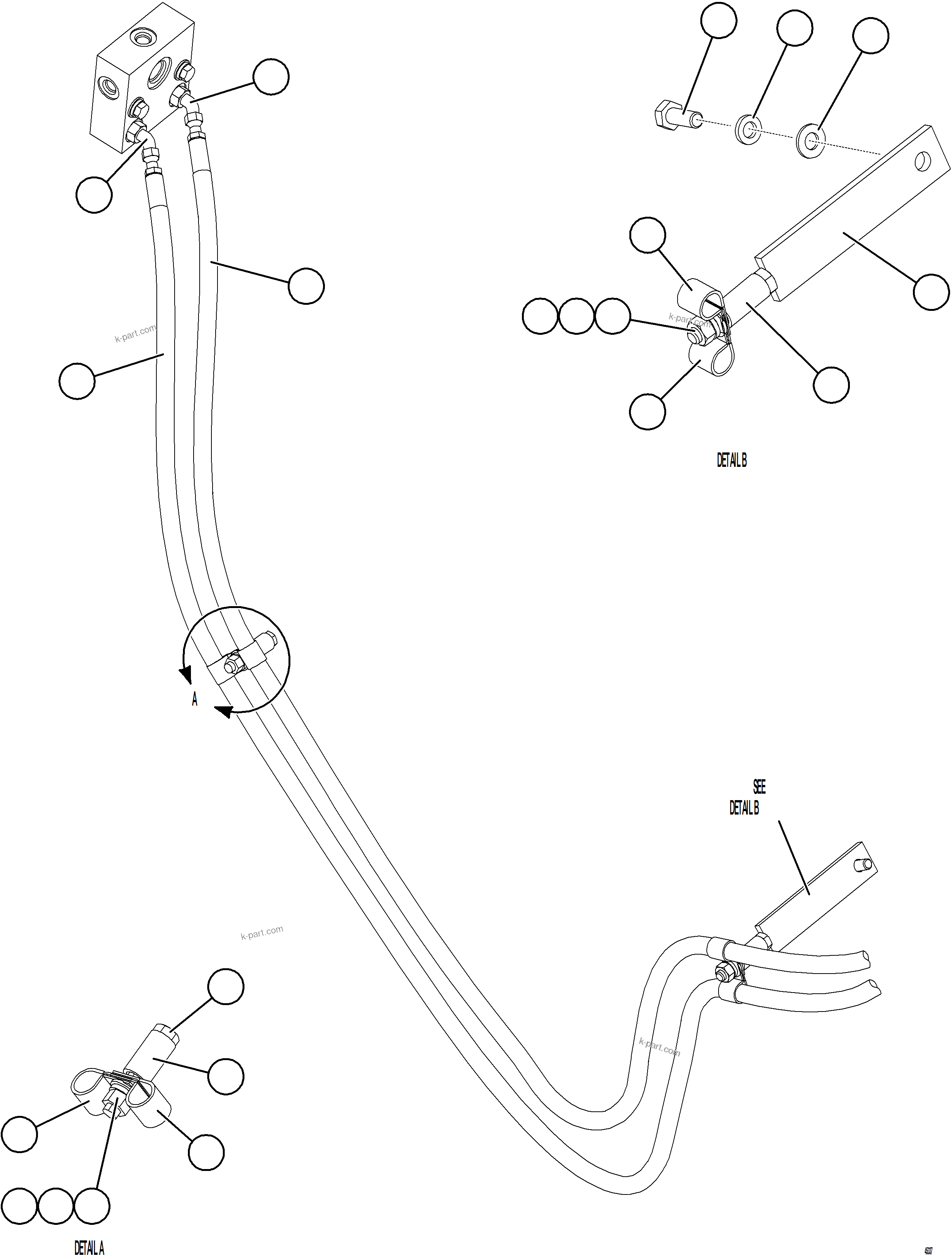 Komatsu parts book diagram for AFE69-F 730E-8 S/N A40018 - A40034 NATALKA: AUTOMATIC LUBRICATION - FRONT BRAKE MANIFOLDS