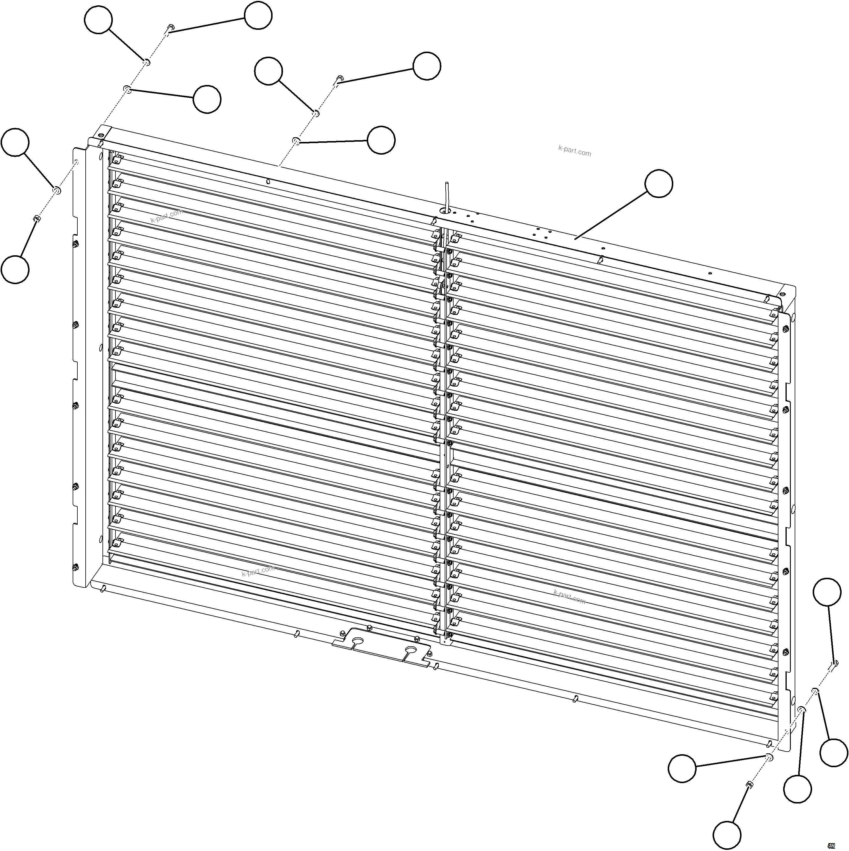 Komatsu parts book diagram for AFE69-F 730E-8 S/N A40018 - A40034 NATALKA: RADIATOR SHUTTER INSTALLATION   1/2