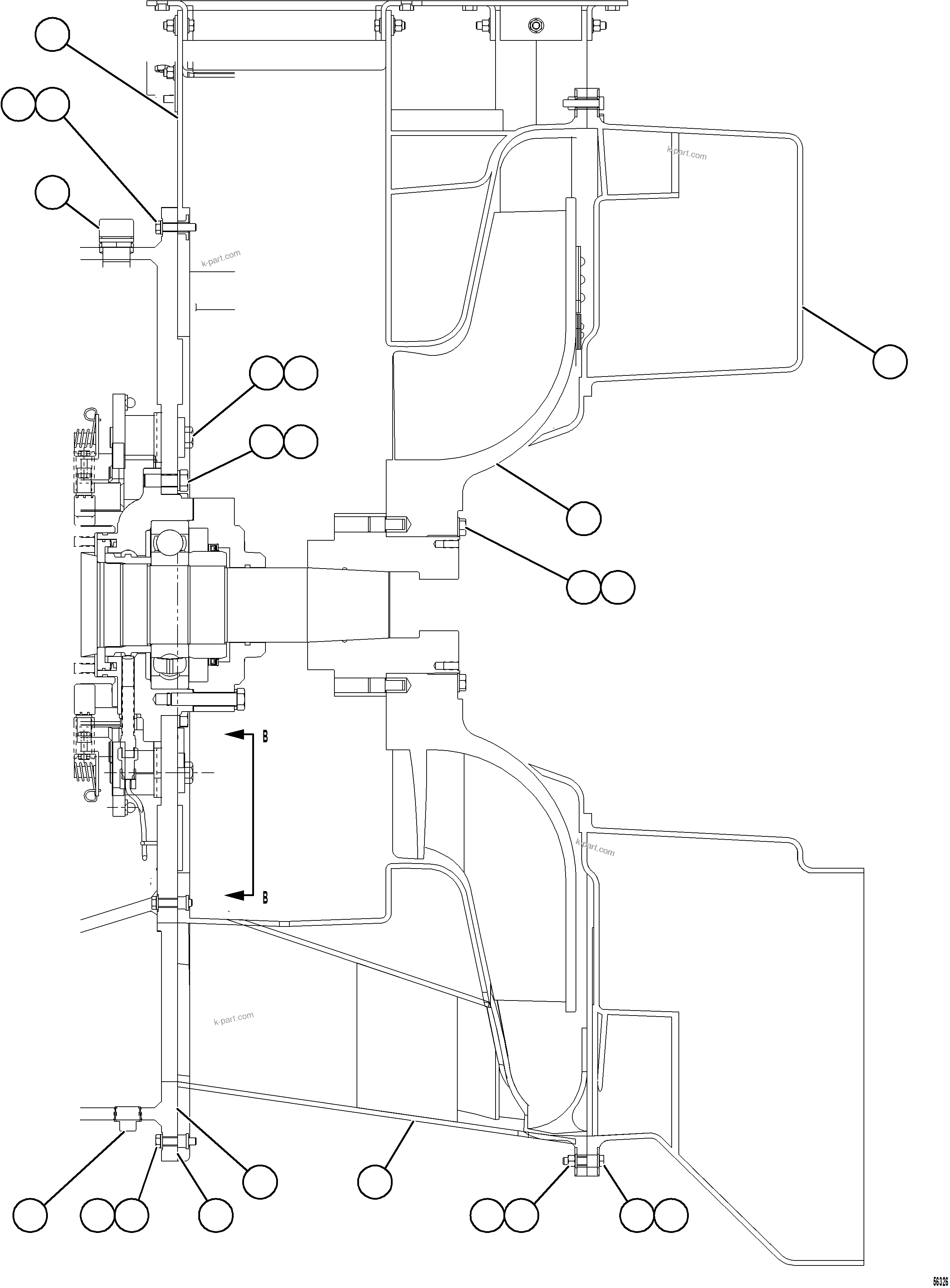 Komatsu parts book diagram for AFE69-F 730E-8 S/N A40018 - A40034 NATALKA: ALTERNATOR - ENGINE MOUNT    2/4