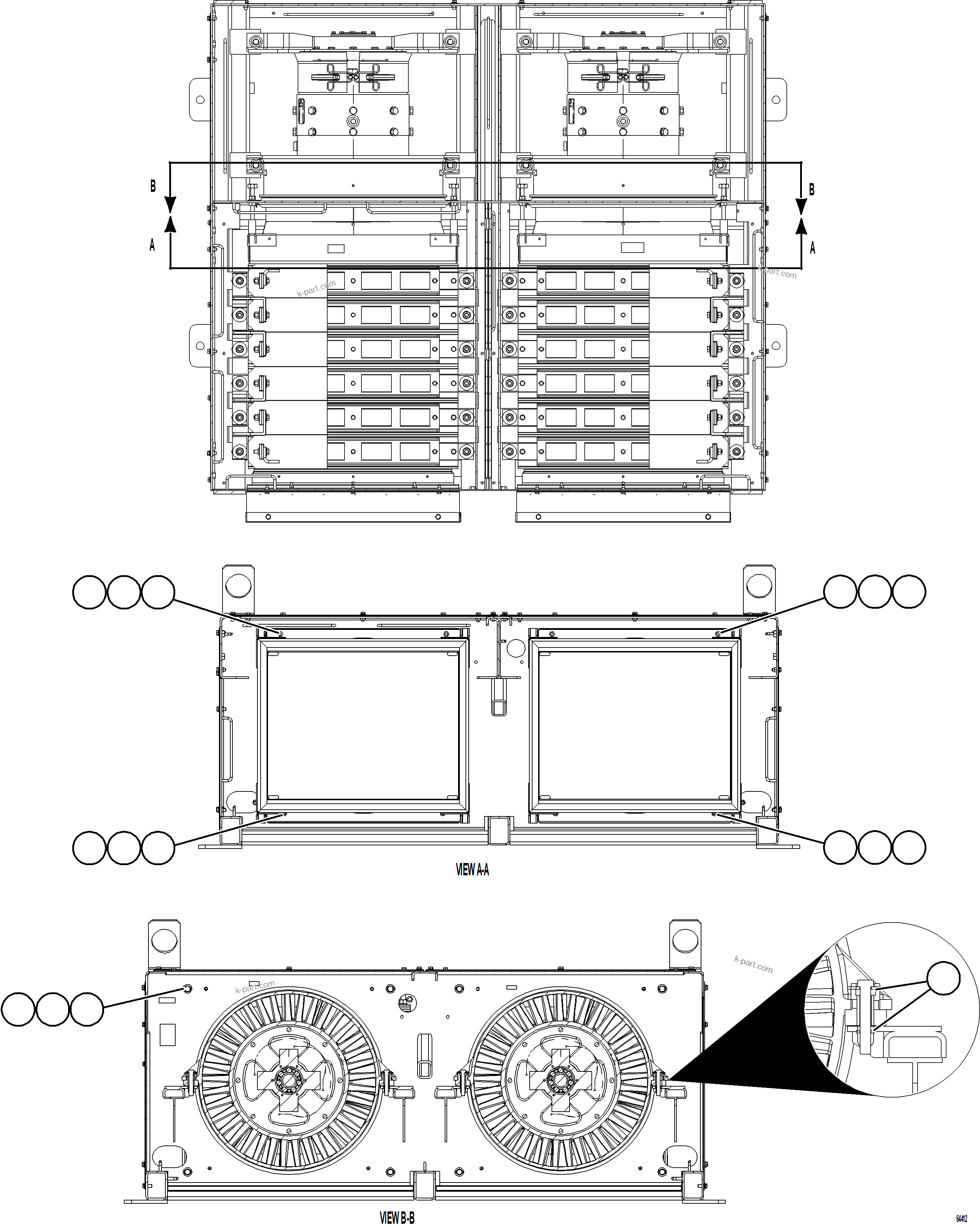 Komatsu parts book diagram for AFE69-F 730E-8 S/N A40018 - A40034 NATALKA: RETARDING GRID  3/6   PC3119