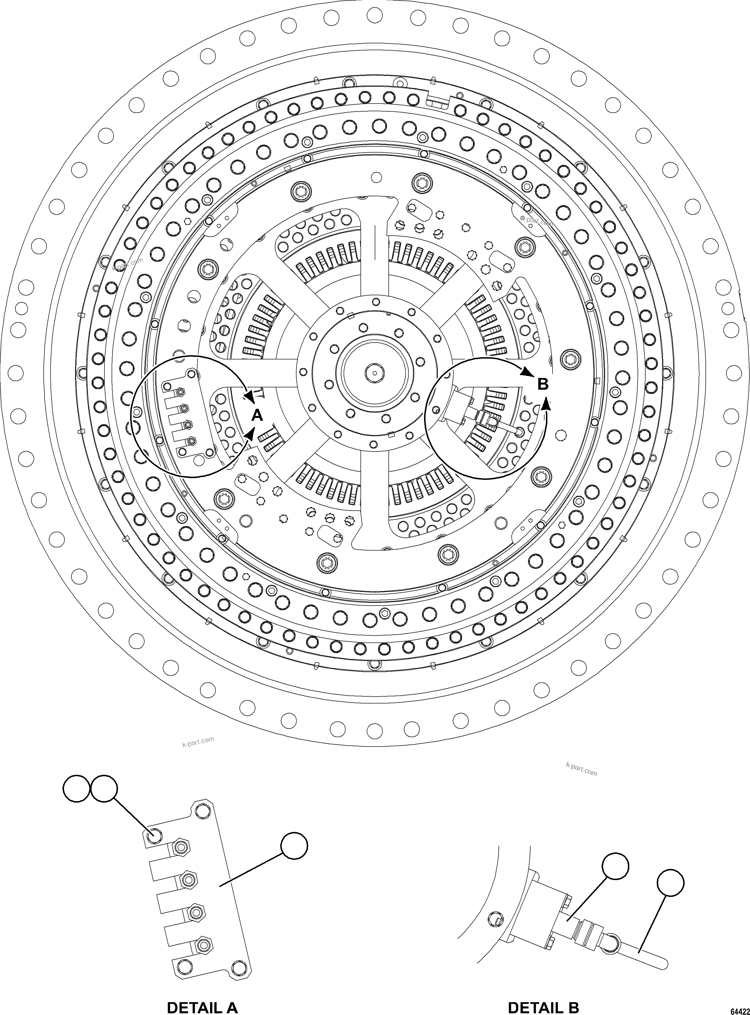Komatsu parts book diagram for AFE69-F 730E-8 S/N A40018 - A40034 NATALKA: WHEEL MOTOR    7/8    58D-30-00100