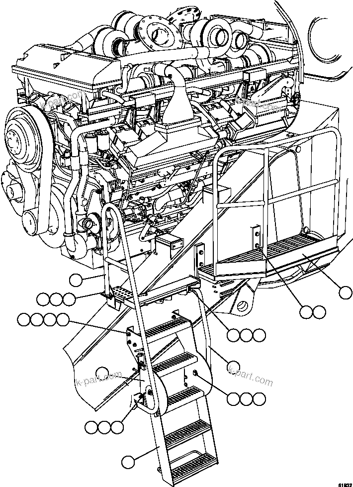 Komatsu parts book diagram for AFE73-B 980E-4 S/N A40031 - A40032 ANTAMINA: ENGINE ACCESS LADDERS & PLATFORMS - OPTIONAL