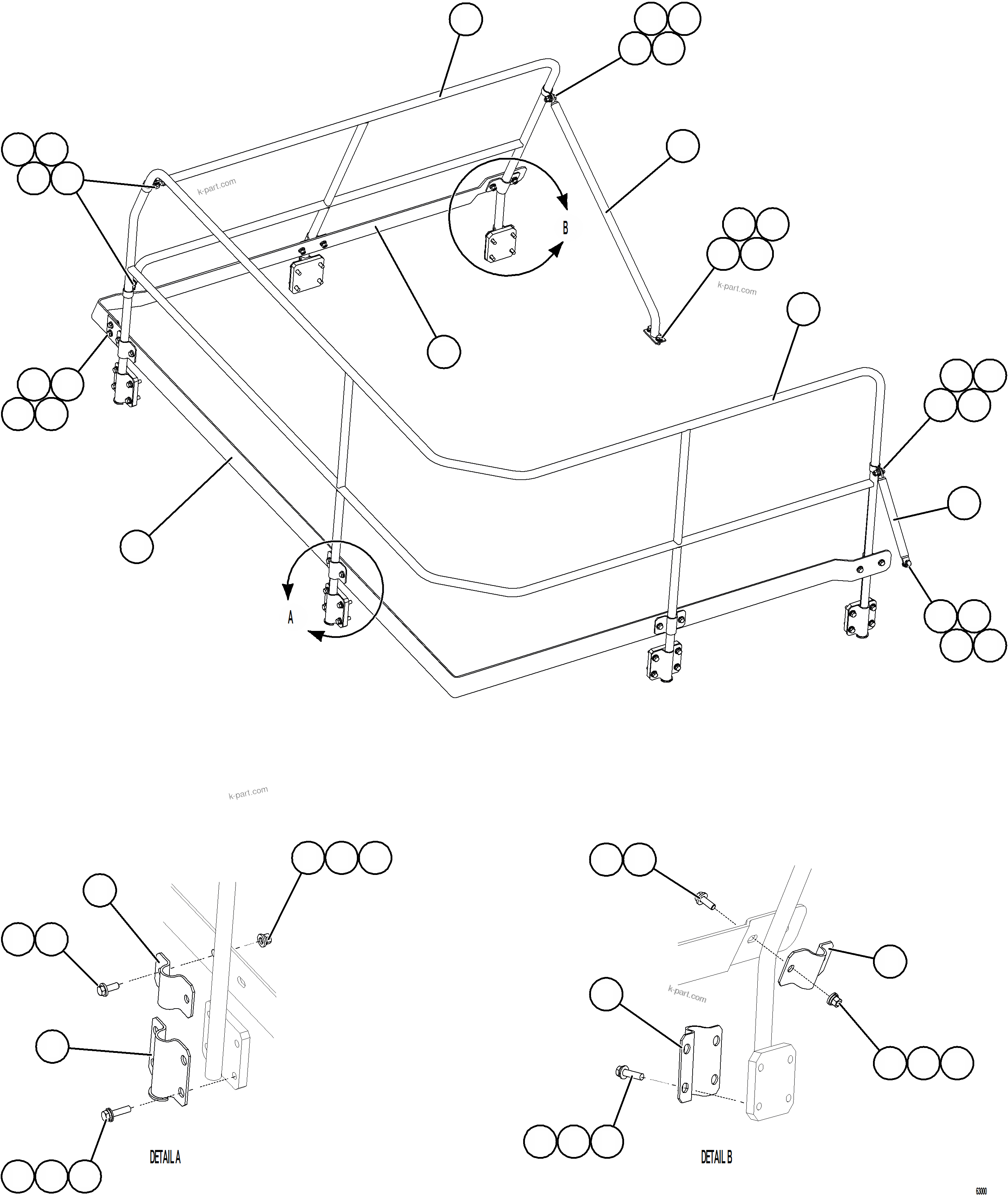 Komatsu parts book diagram for AFE73-B 980E-4 S/N A40031 - A40032 ANTAMINA: HANDRAILS - RETARDING GRID