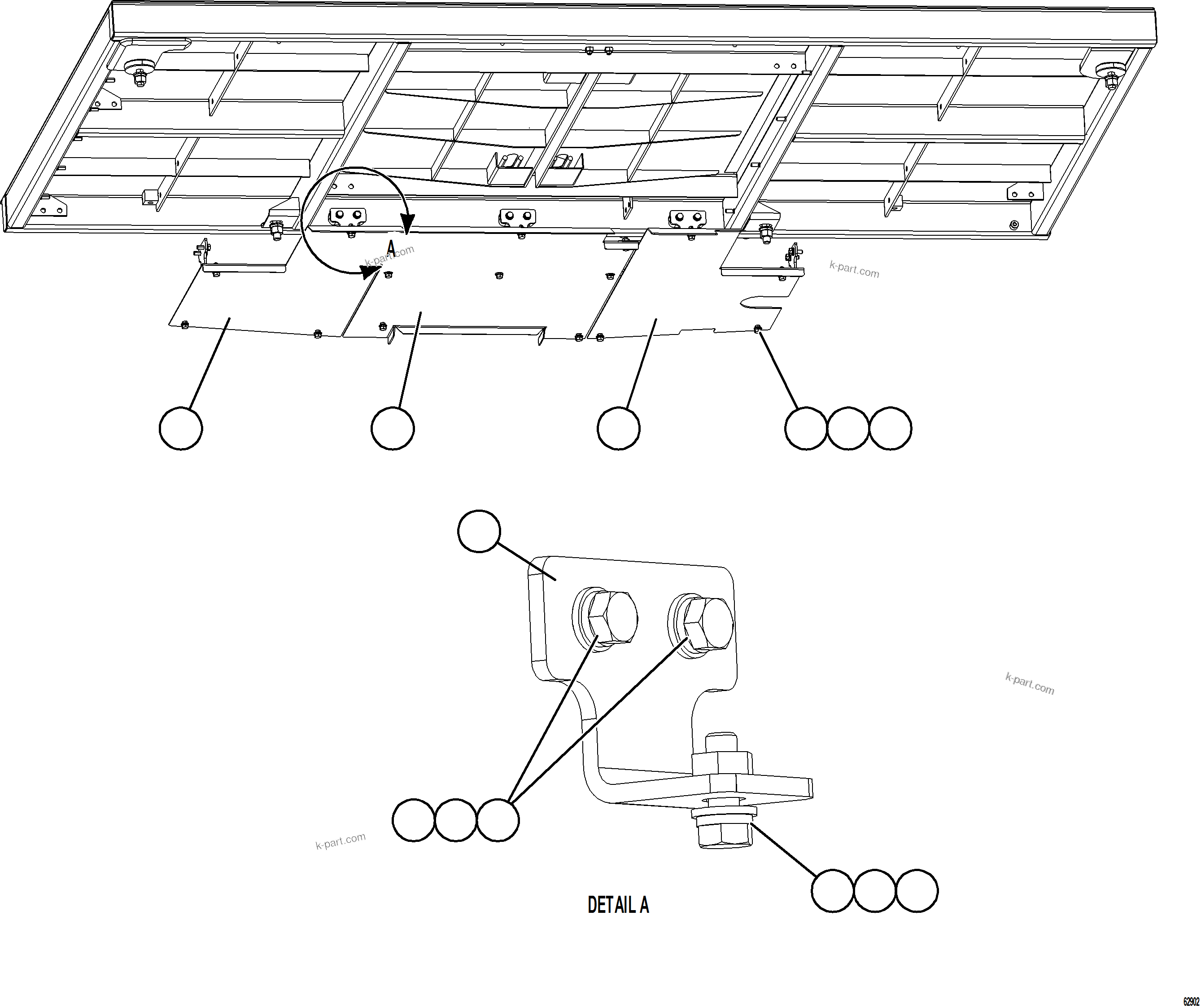 Komatsu parts book diagram for AFE73-B 980E-4 S/N A40031 - A40032 ANTAMINA: CENTER DECK HEAT SHIELDS