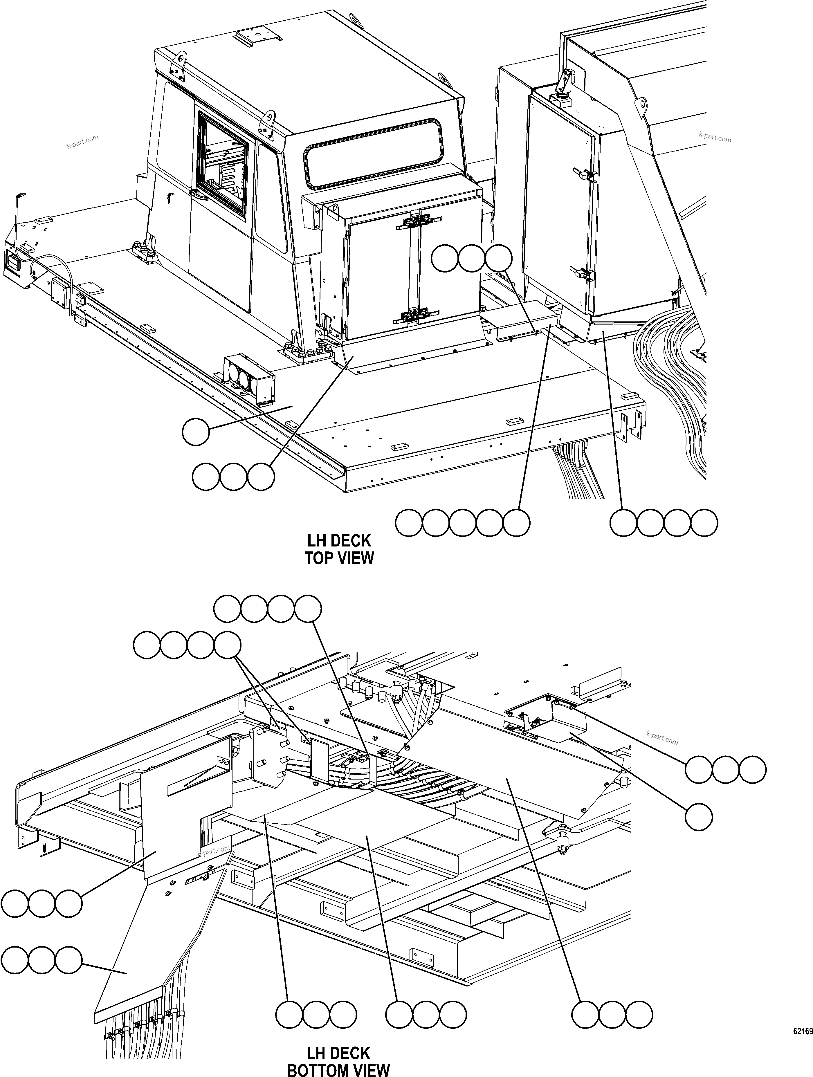 Komatsu parts book diagram for AFE73-B 980E-4 S/N A40031 - A40032 ANTAMINA: DECK COVERS AND SHIELDS