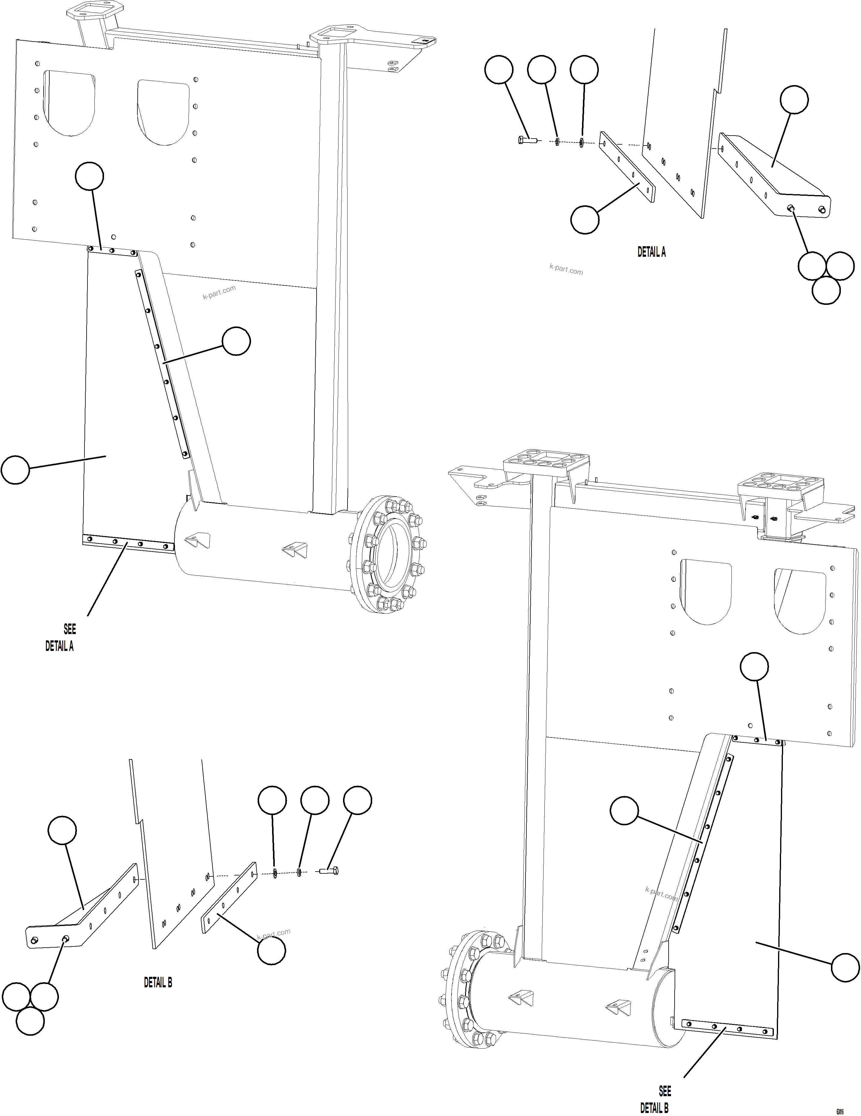 Komatsu parts book diagram for AFE73-B 980E-4 S/N A40031 - A40032 ANTAMINA: FRONT PROTECTIVE COVERS & MUD FLAPS