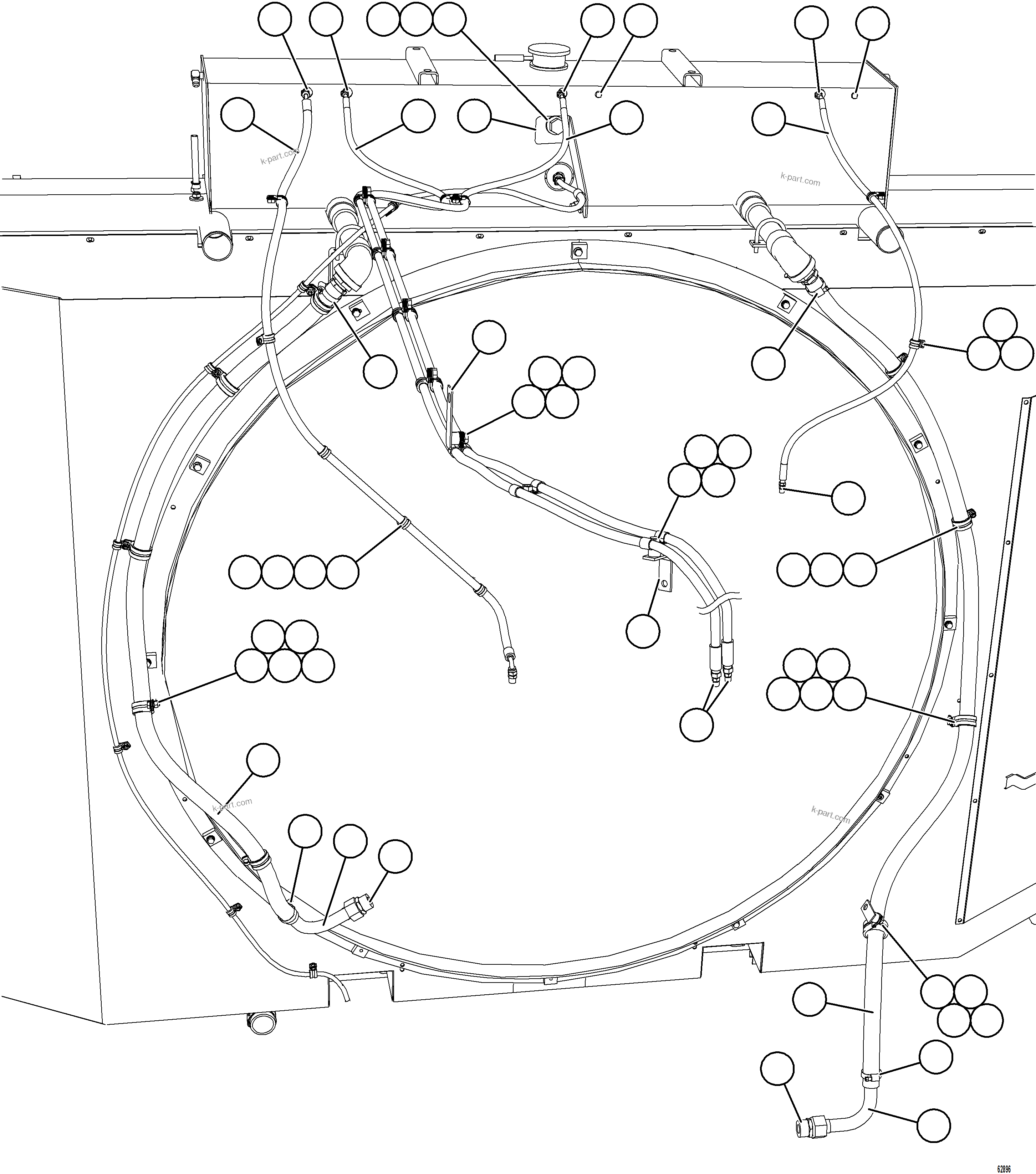 Komatsu parts book diagram for AFE73-B 980E-4 S/N A40031 - A40032 ANTAMINA: COOLING SYSTEM PIPING   1/4