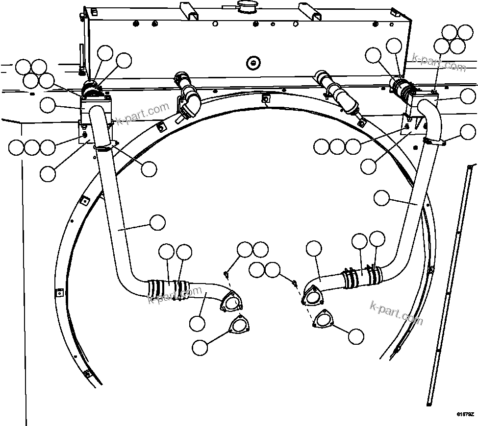 Komatsu parts book diagram for AFE73-B 980E-4 S/N A40031 - A40032 ANTAMINA: COOLING SYSTEM PIPING   2/4