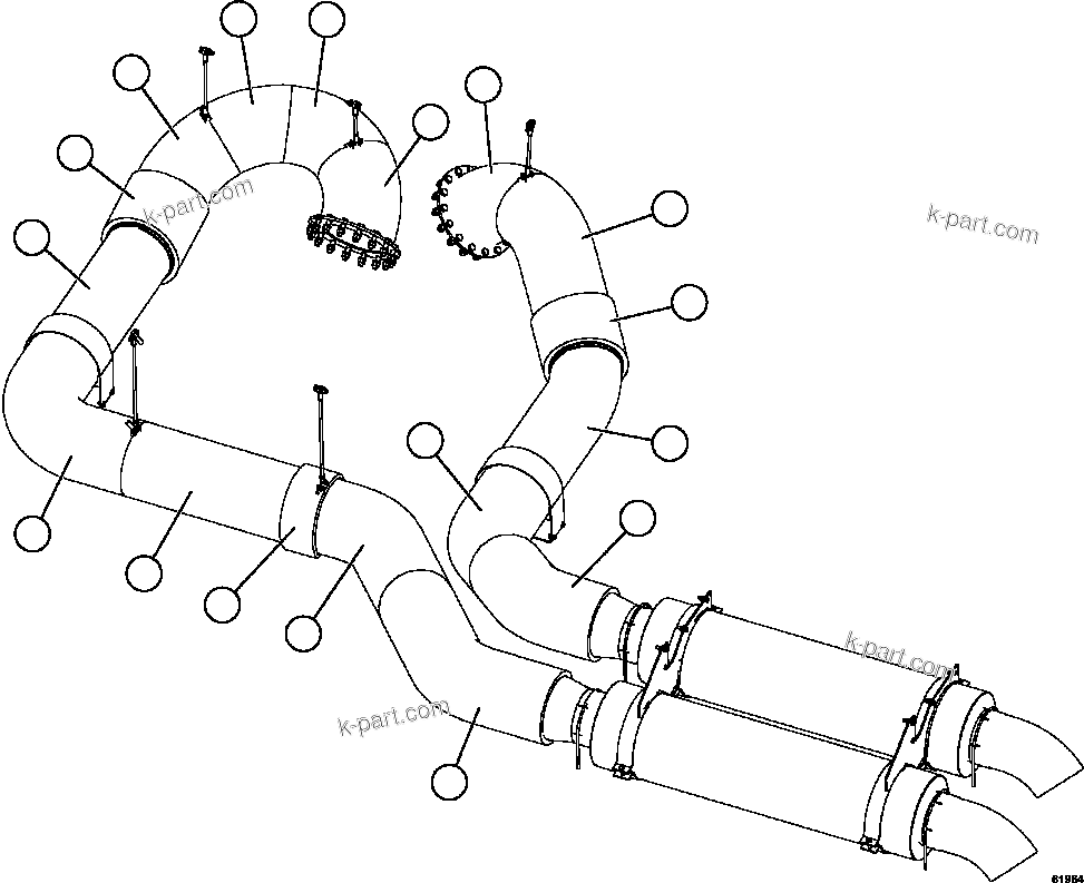 Komatsu parts book diagram for AFE73-B 980E-4 S/N A40031 - A40032 ANTAMINA: EXHAUST BLANKETS - DECK MUFFLERS