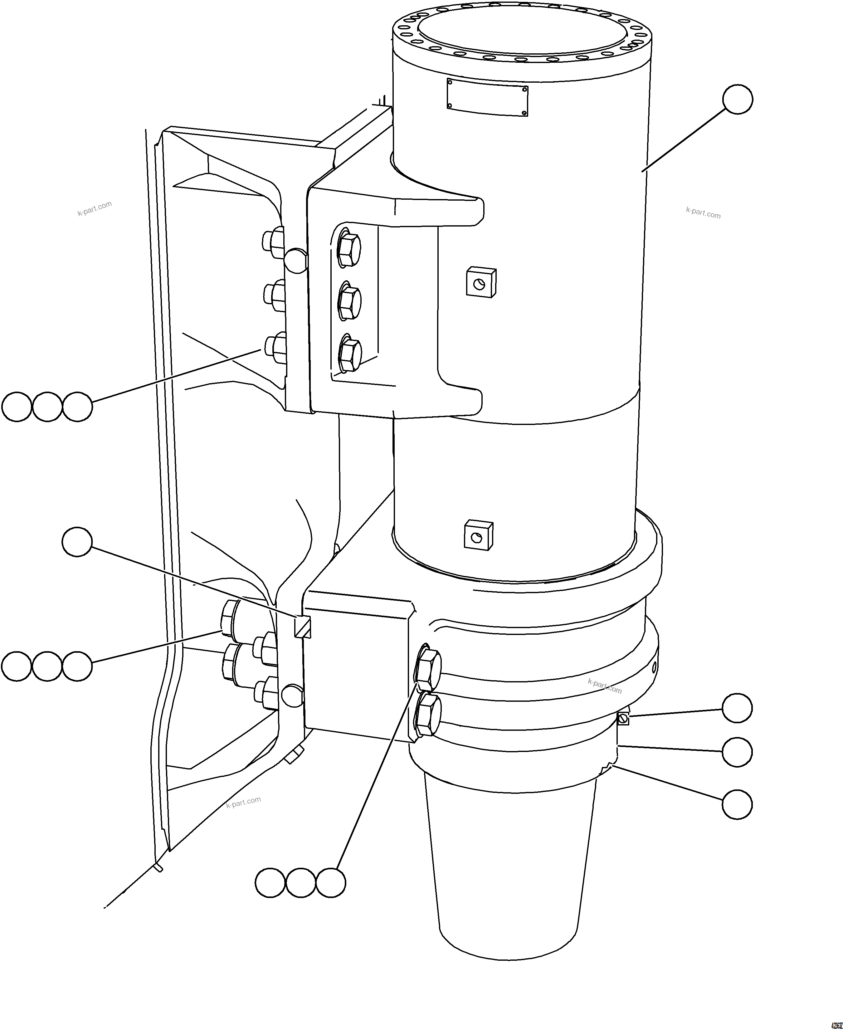 Komatsu parts book diagram for AFE73-B 980E-4 S/N A40031 - A40032 ANTAMINA: FRONT SUSPENSION INSTALLATION