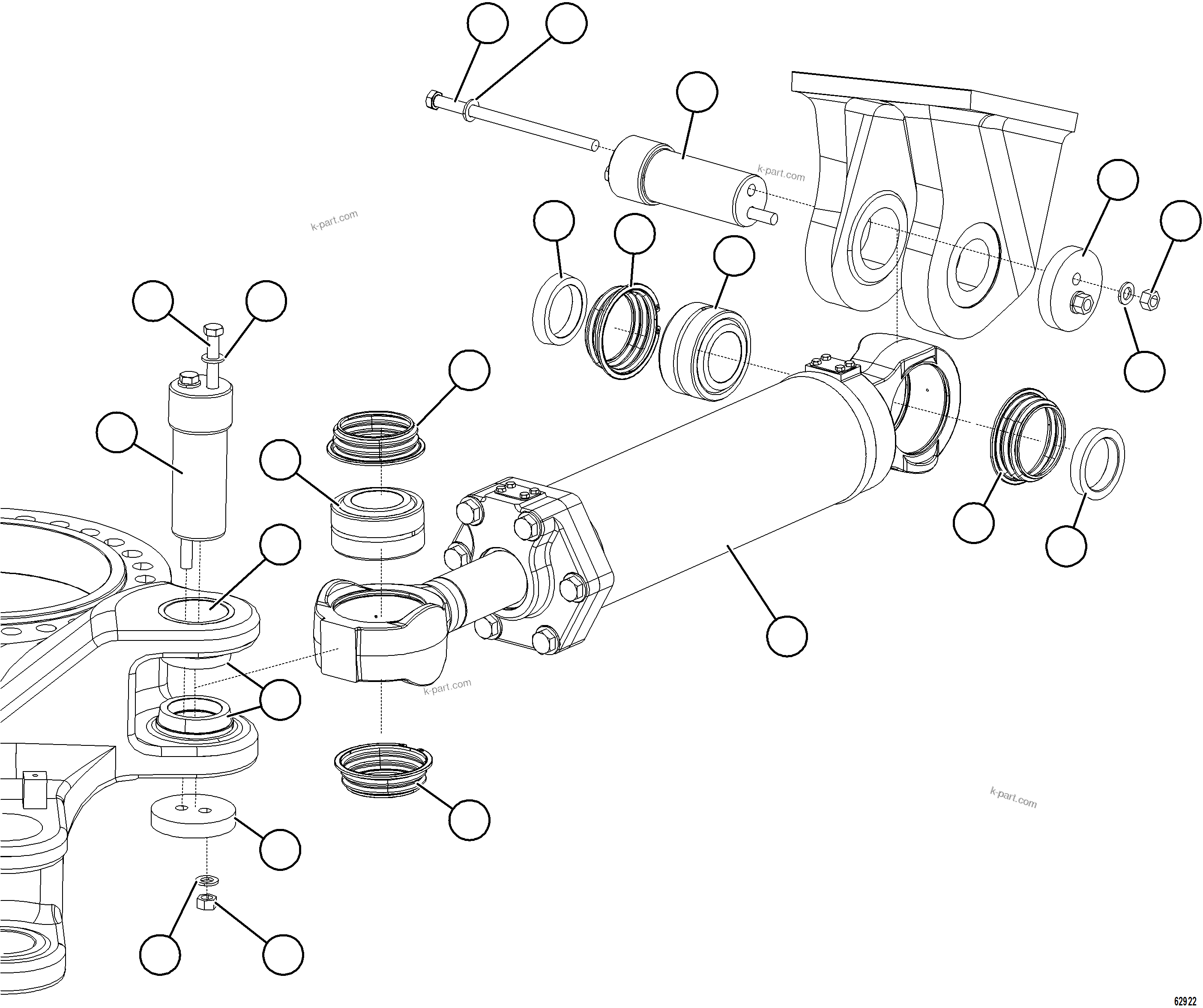 Komatsu parts book diagram for AFE73-B 980E-4 S/N A40031 - A40032 ANTAMINA: STEERING CYLINDER INSTALLATION