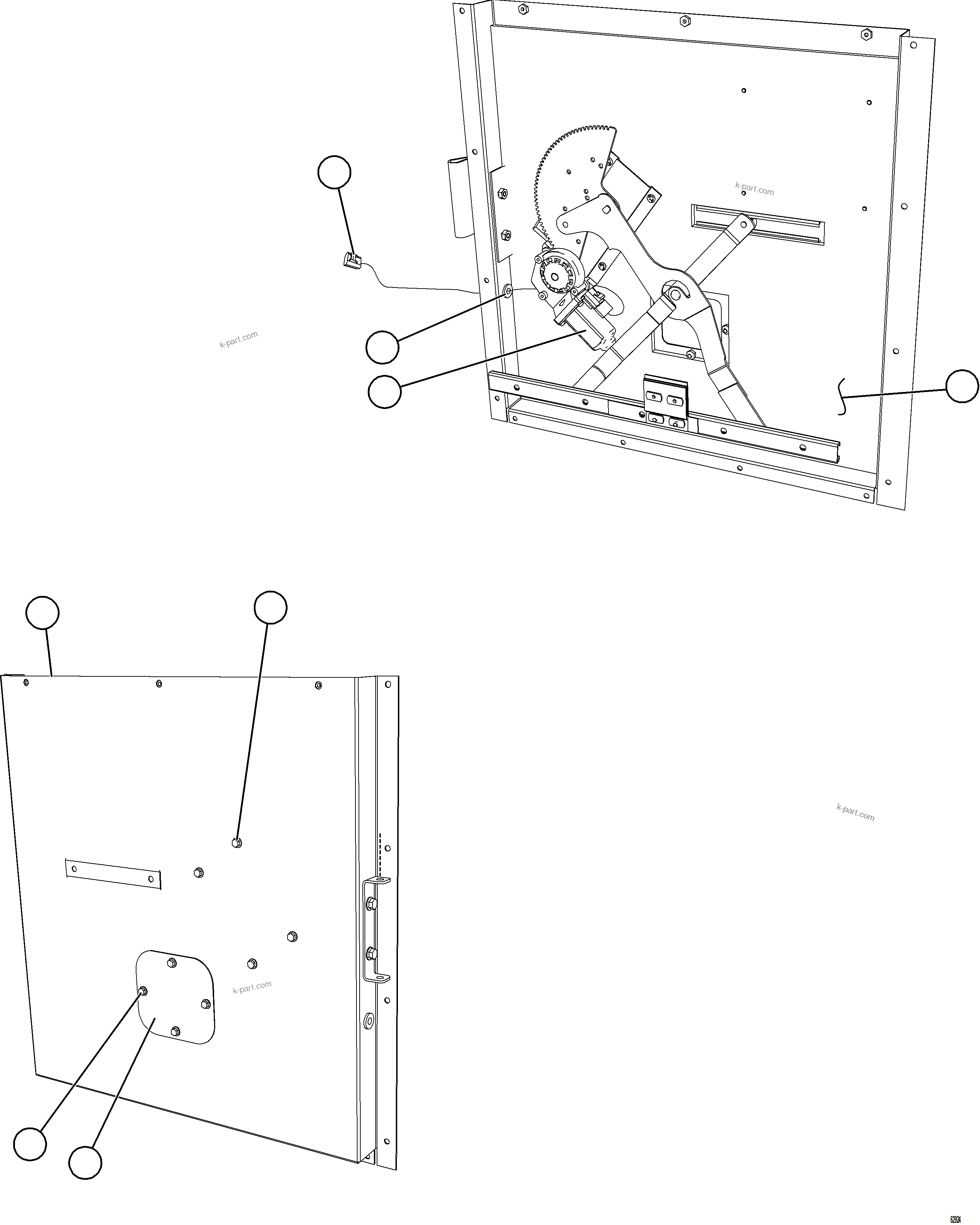 Komatsu parts book diagram for AFE73-B 980E-4 S/N A40031 - A40032 ANTAMINA: INNER DOOR PANEL - RH     58E-54-10111