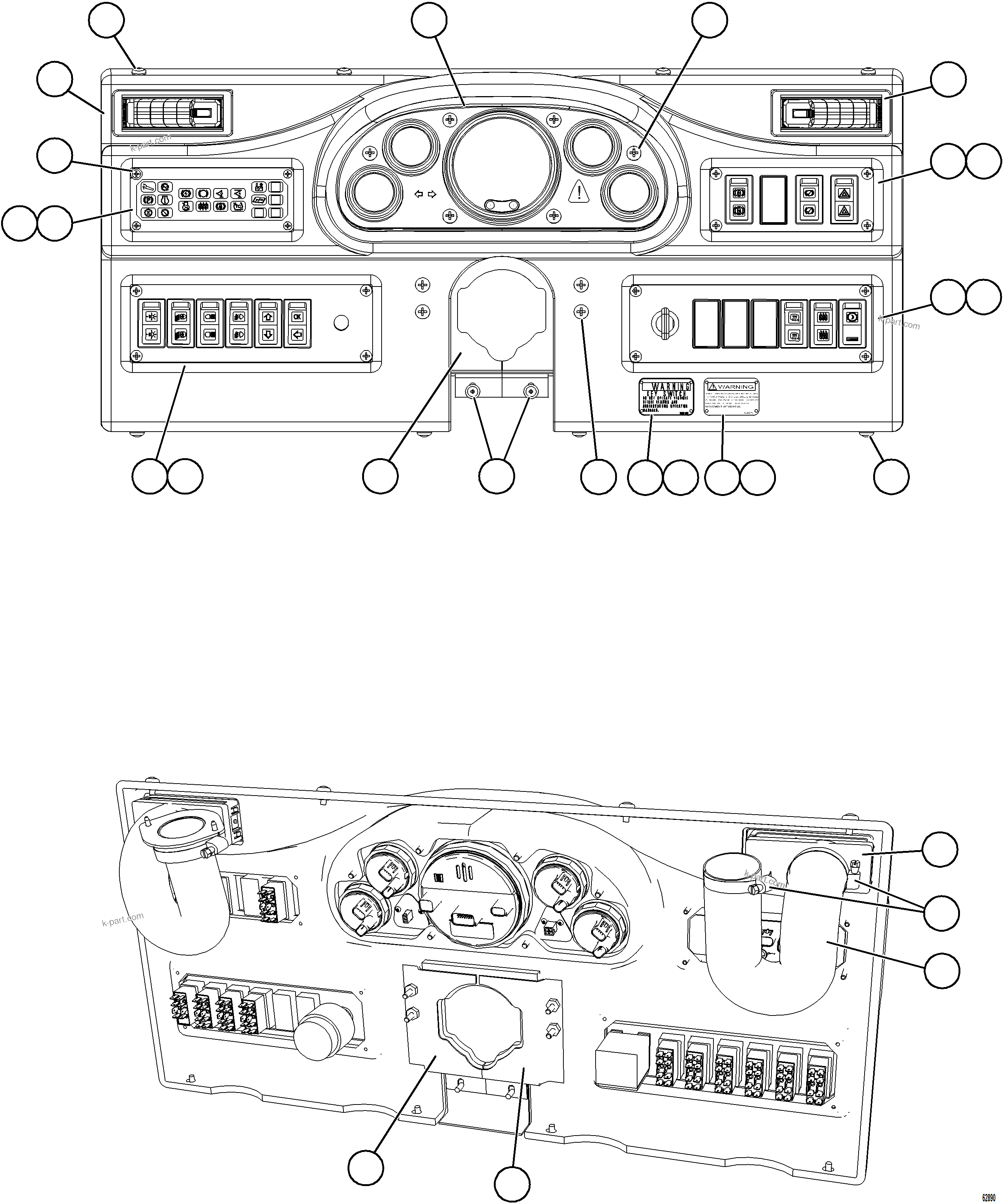 Komatsu parts book diagram for AFE73-B 980E-4 S/N A40031 - A40032 ANTAMINA: INSTRUMENT PANEL ASSEMBLY