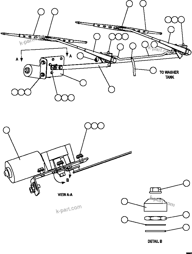 Komatsu parts book diagram for AFE73-B 980E-4 S/N A40031 - A40032 ANTAMINA: WINDSHIELD WIPER/WASHER INSTALLATION
