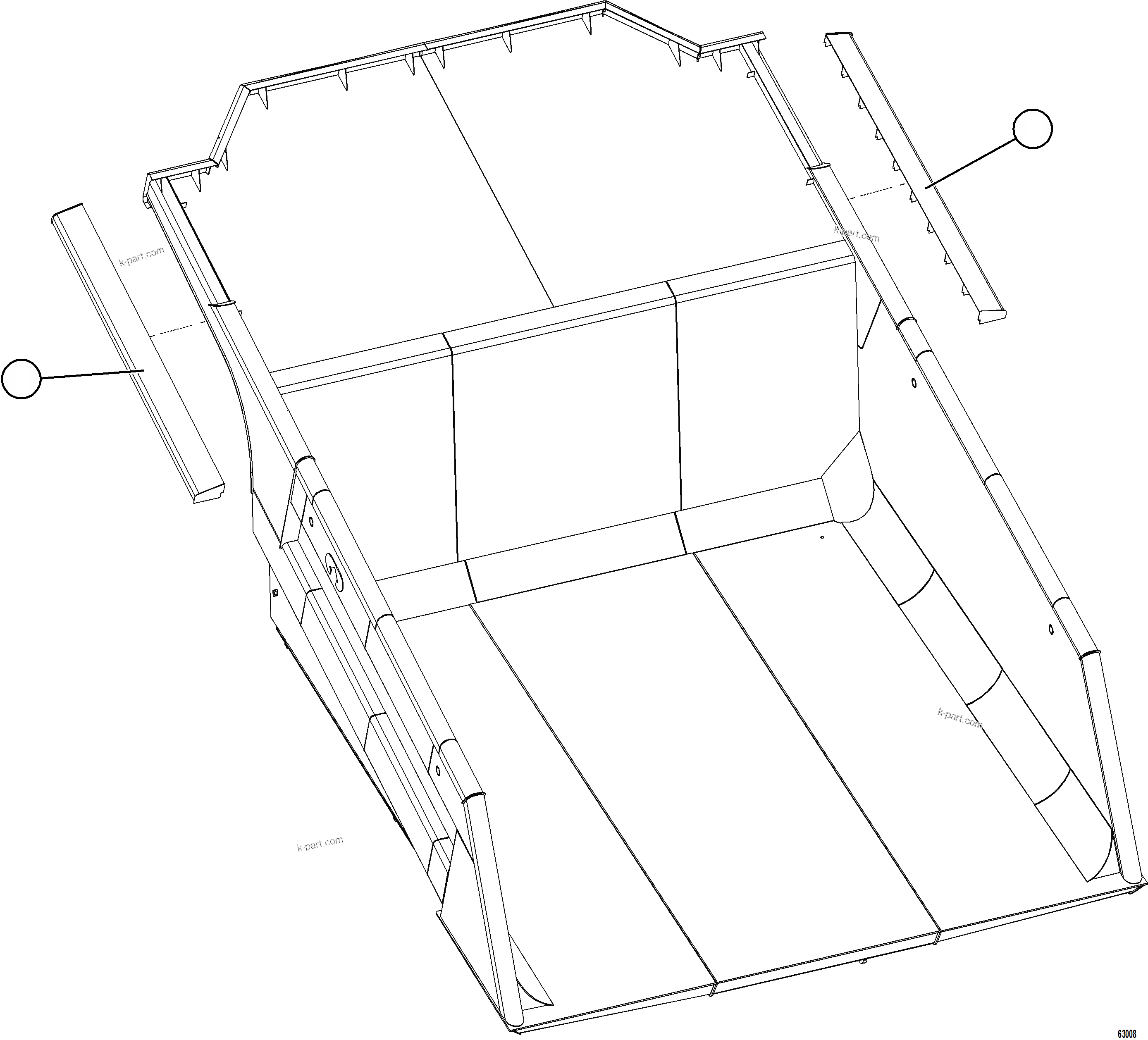 Komatsu parts book diagram for AFE73-B 980E-4 S/N A40031 - A40032 ANTAMINA: DUMP BODY EYEBROWS