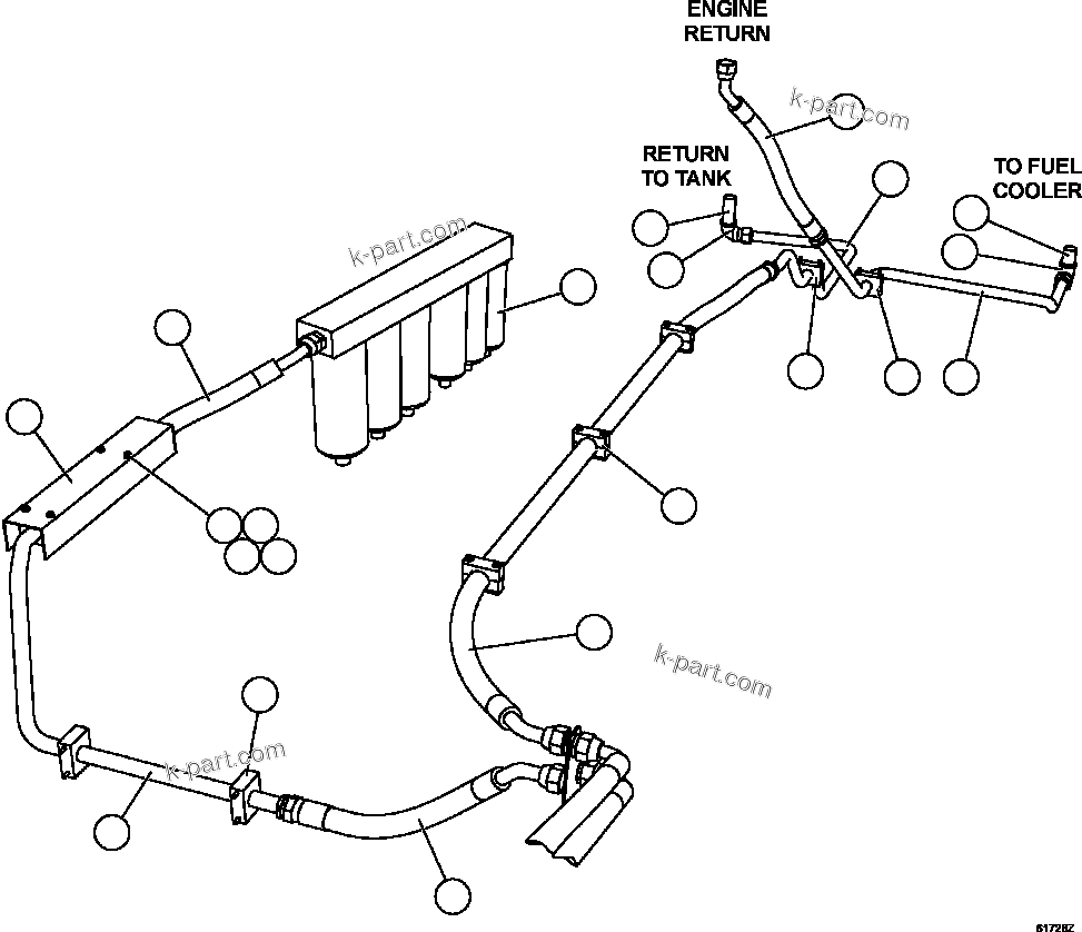 Komatsu parts book diagram for AFE73-B 980E-4 S/N A40031 - A40032 ANTAMINA: FUEL SYSTEM PIPING     3/3