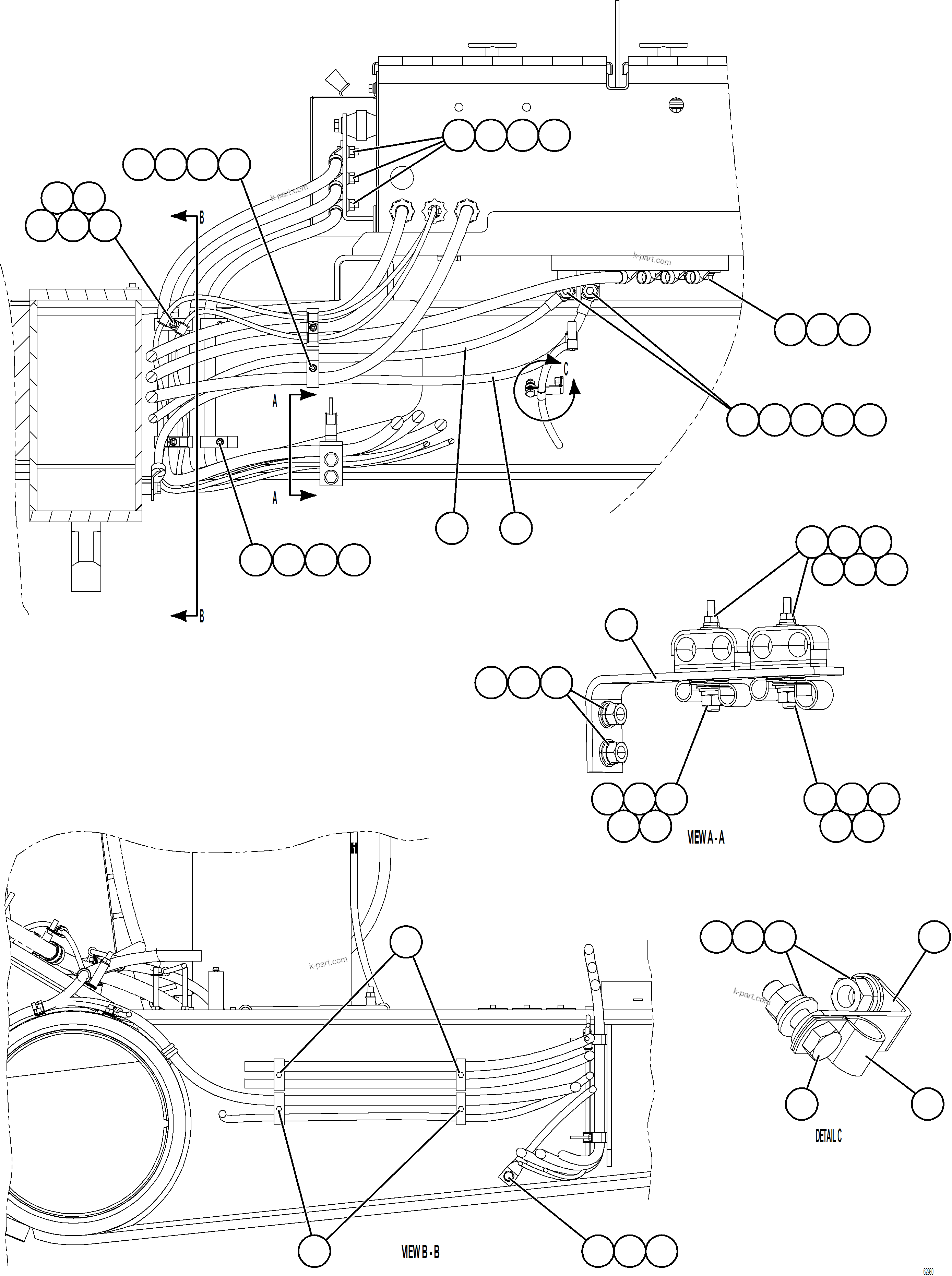 Komatsu parts book diagram for AFE73-B 980E-4 S/N A40031 - A40032 ANTAMINA: BATTERY BOX EXTERNAL WIRING