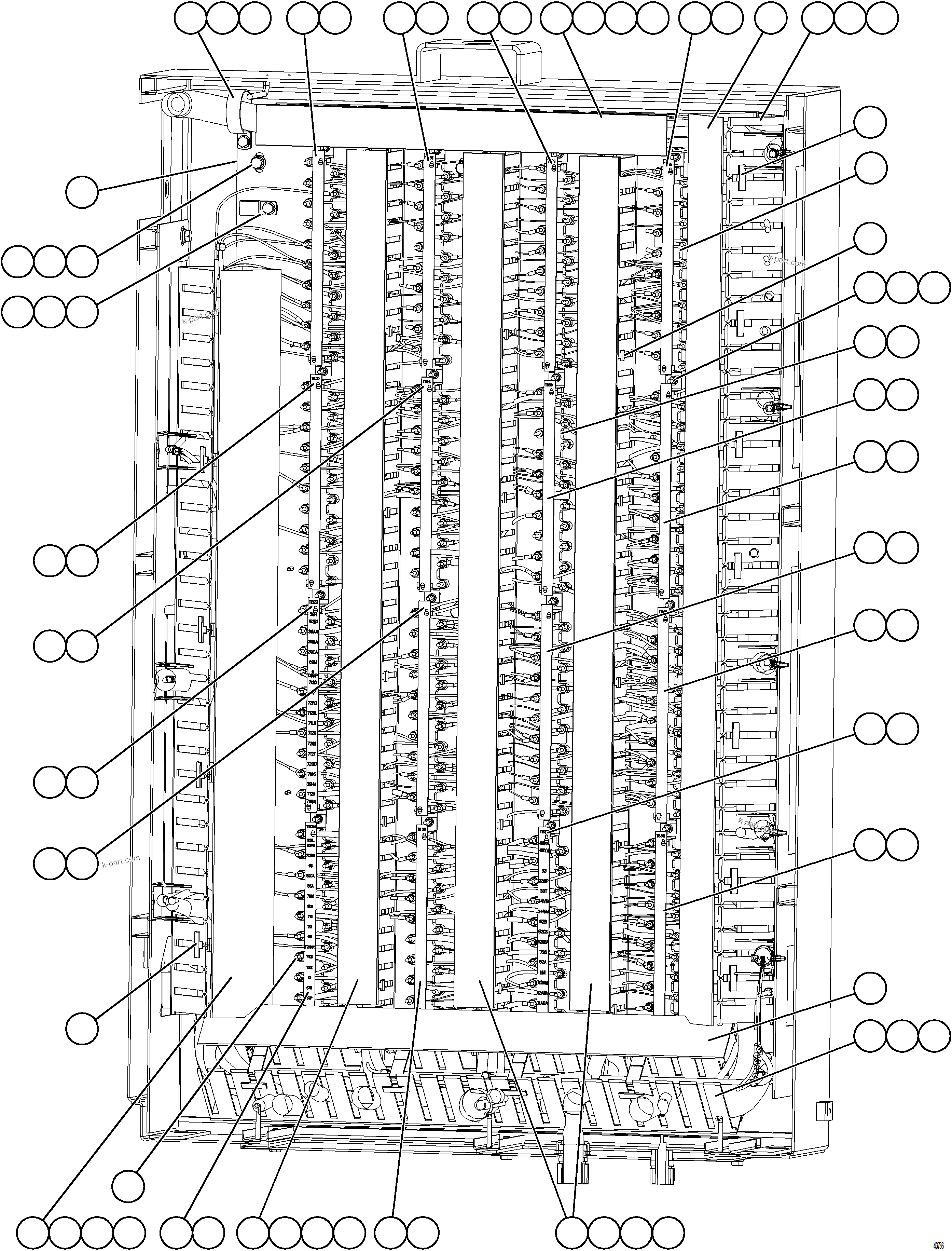 Komatsu parts book diagram for AFE73-B 980E-4 S/N A40031 - A40032 ANTAMINA: AUXILIARY CONTROL CABINET COMPONENTS - REAR WALL