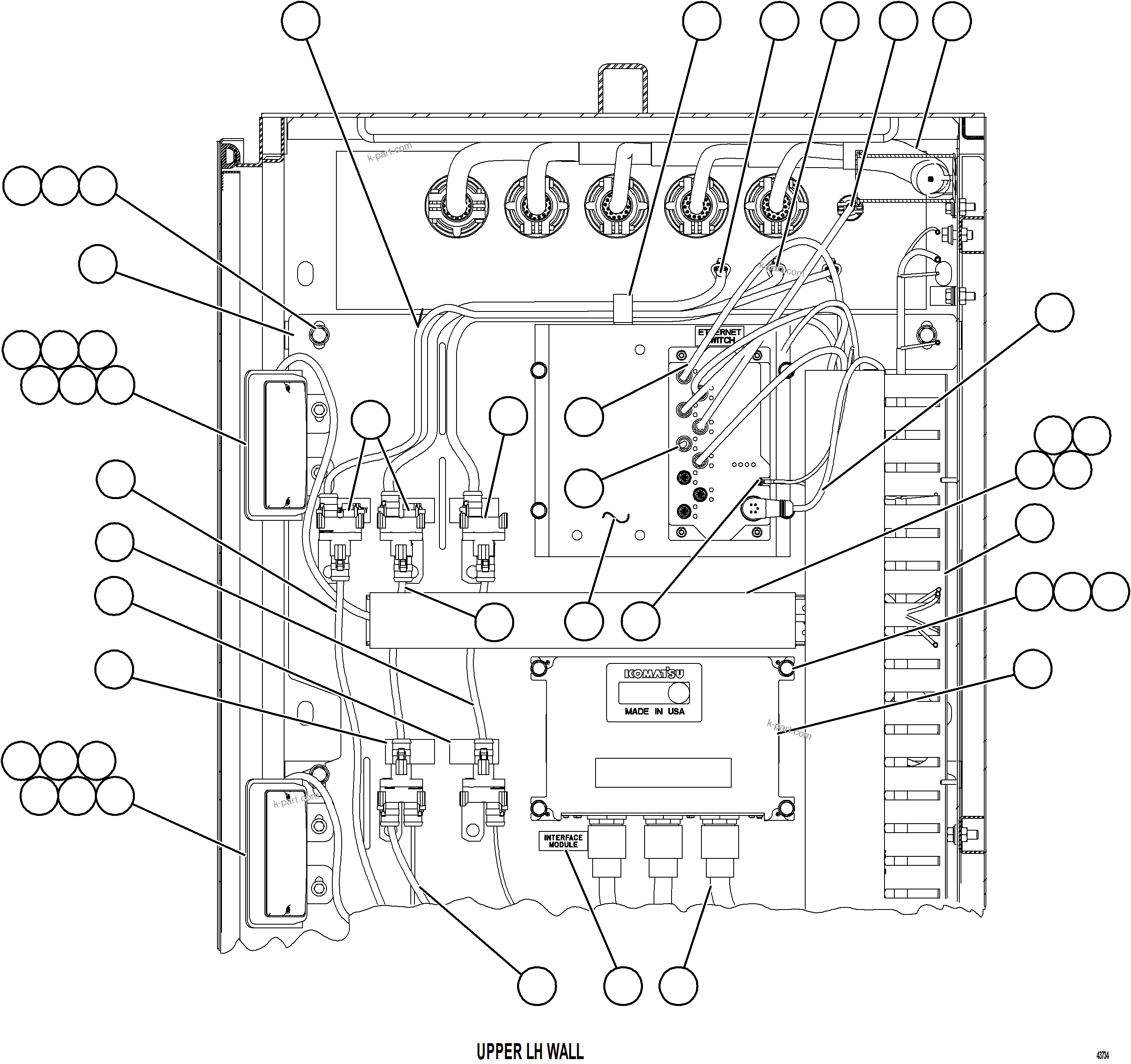 Komatsu parts book diagram for AFE73-B 980E-4 S/N A40031 - A40032 ANTAMINA: AUXILIARY CONTROL CABINET COMPONENTS - LH WALL 1/2