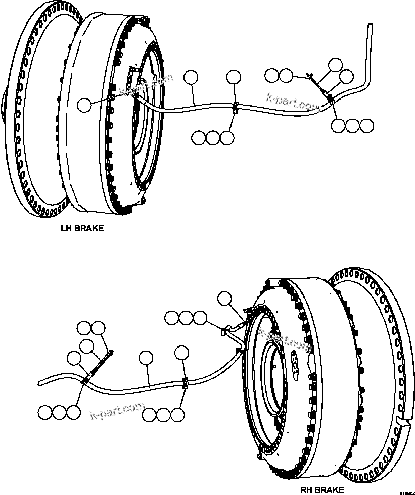 Komatsu parts book diagram for AFE73-B 980E-4 S/N A40031 - A40032 ANTAMINA: BRAKE APPLY PIPING    1/3