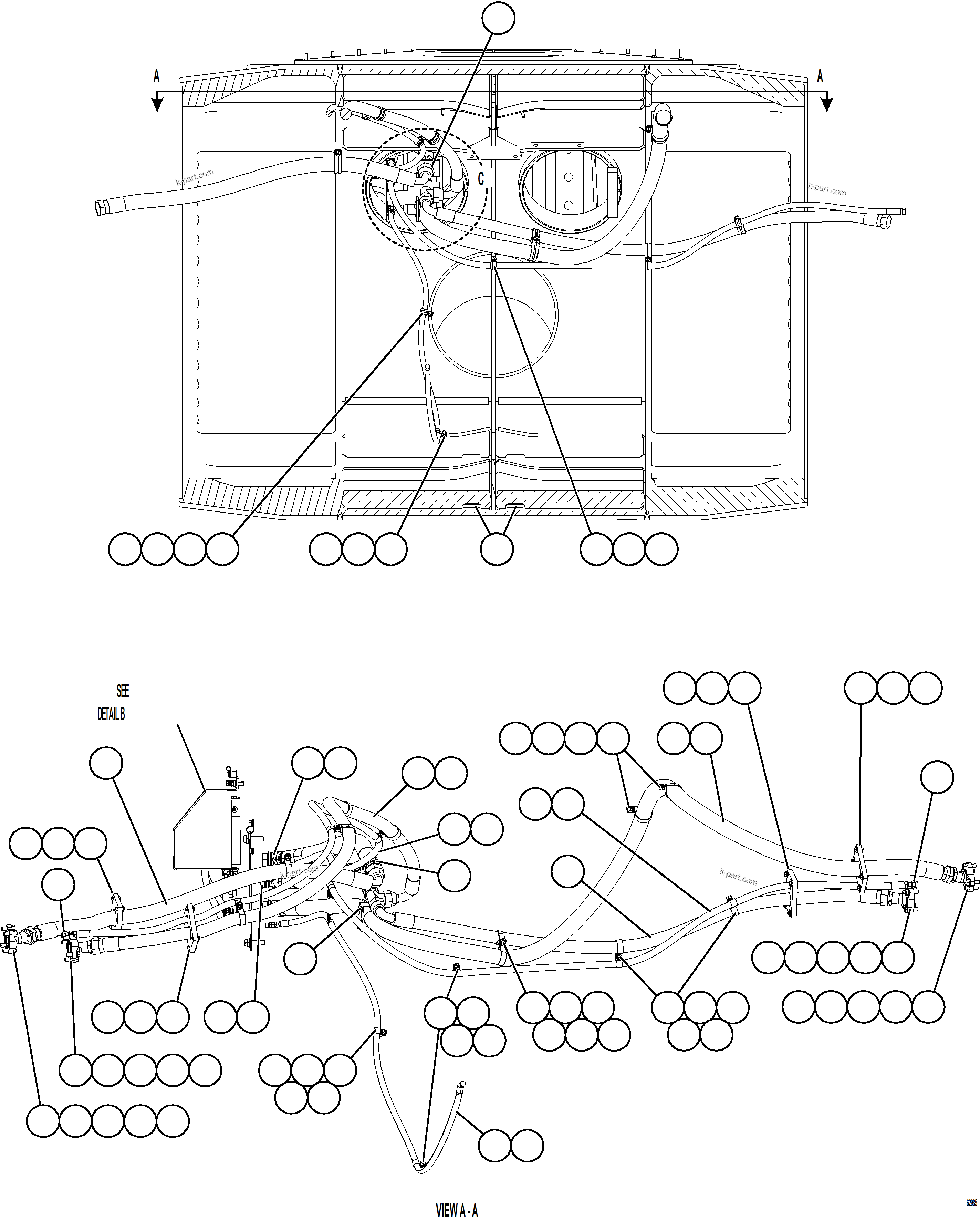 Komatsu parts book diagram for AFE73-B 980E-4 S/N A40031 - A40032 ANTAMINA: REAR AXLE HYDRAULIC PIPING   1/2