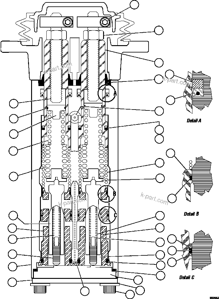 Komatsu parts book diagram for AFE73-B 980E-4 S/N A40031 - A40032 ANTAMINA: BRAKE VALVE SUB-ASSEMBLY  2/2   XA2704