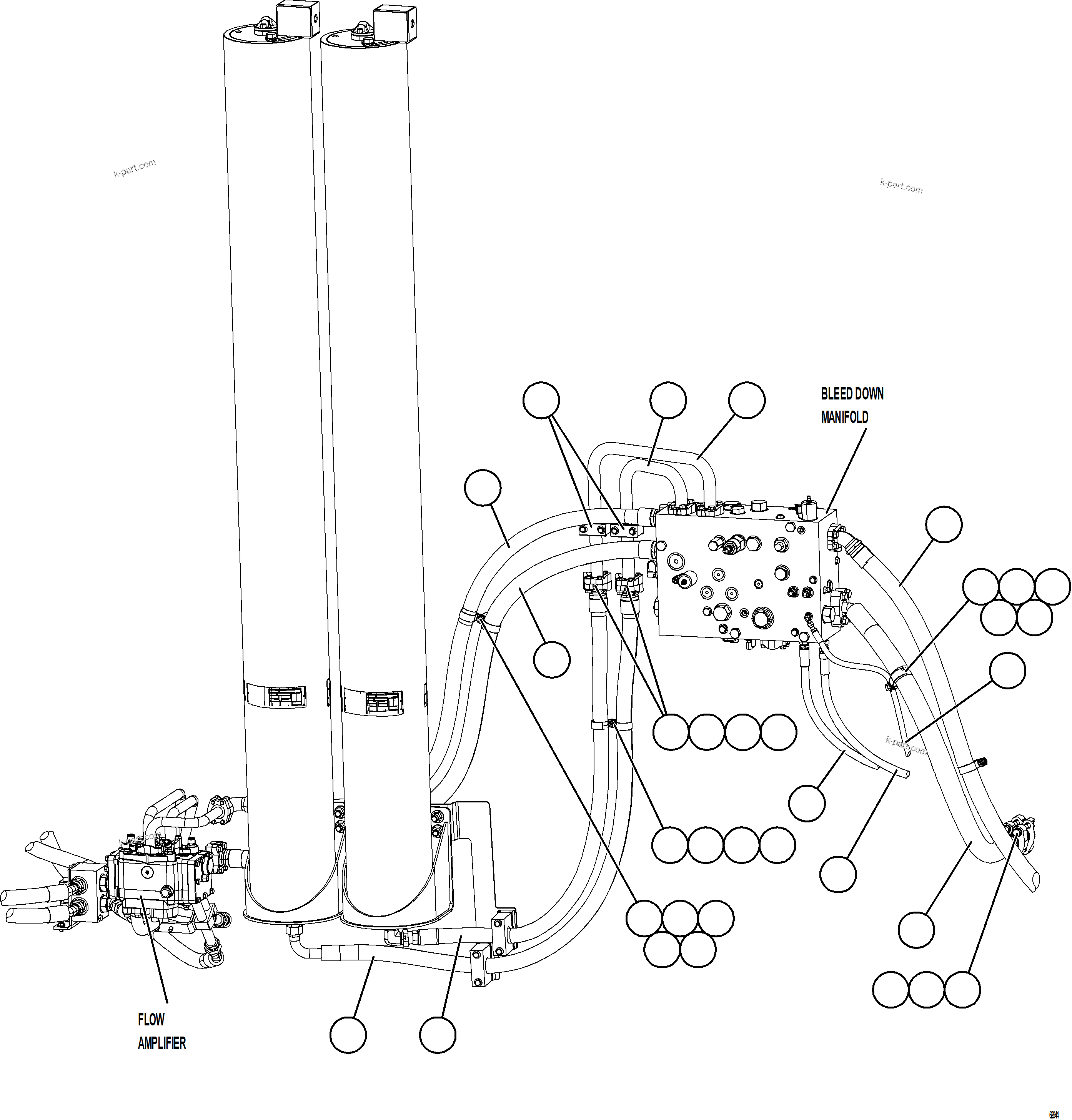 Komatsu parts book diagram for AFE73-B 980E-4 S/N A40031 - A40032 ANTAMINA: STEERING SYSTEM PIPING   1/2