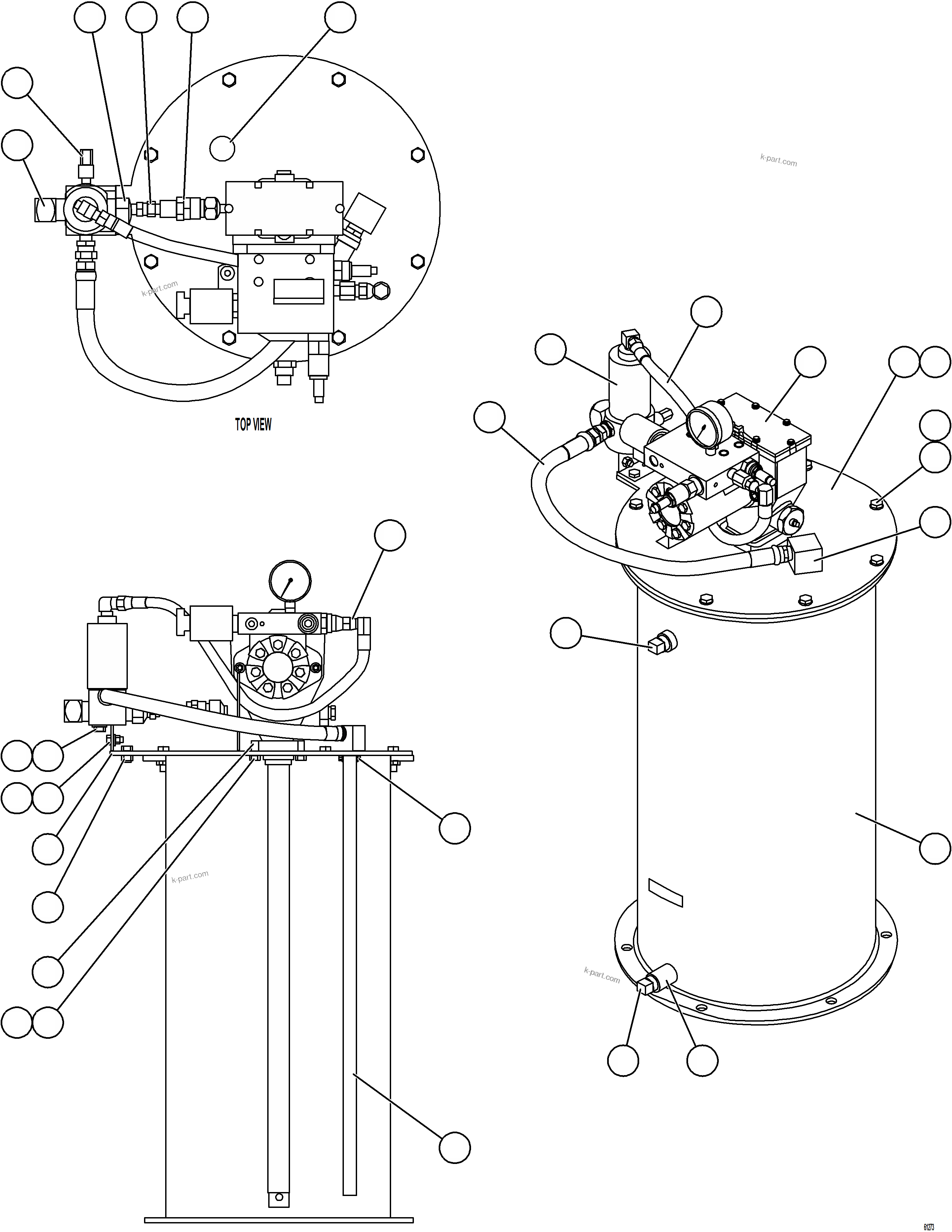 Komatsu parts book diagram for AFE73-B 980E-4 S/N A40031 - A40032 ANTAMINA: LUBE PUMP/CONTAINER ASSEMBLY        58F-60-00470