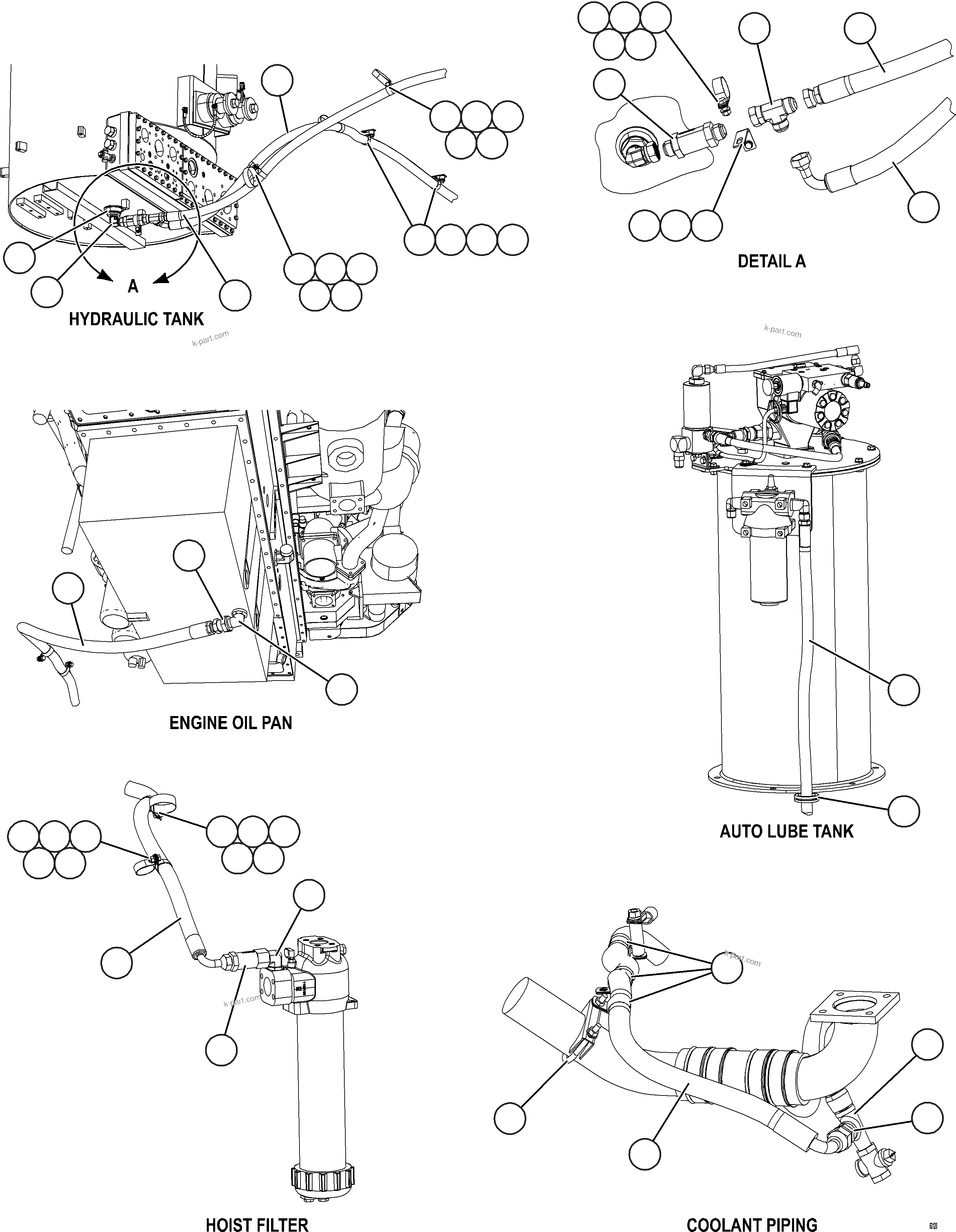 Komatsu parts book diagram for AFE73-B 980E-4 S/N A40031 - A40032 ANTAMINA: SERVICE CENTER PIPING