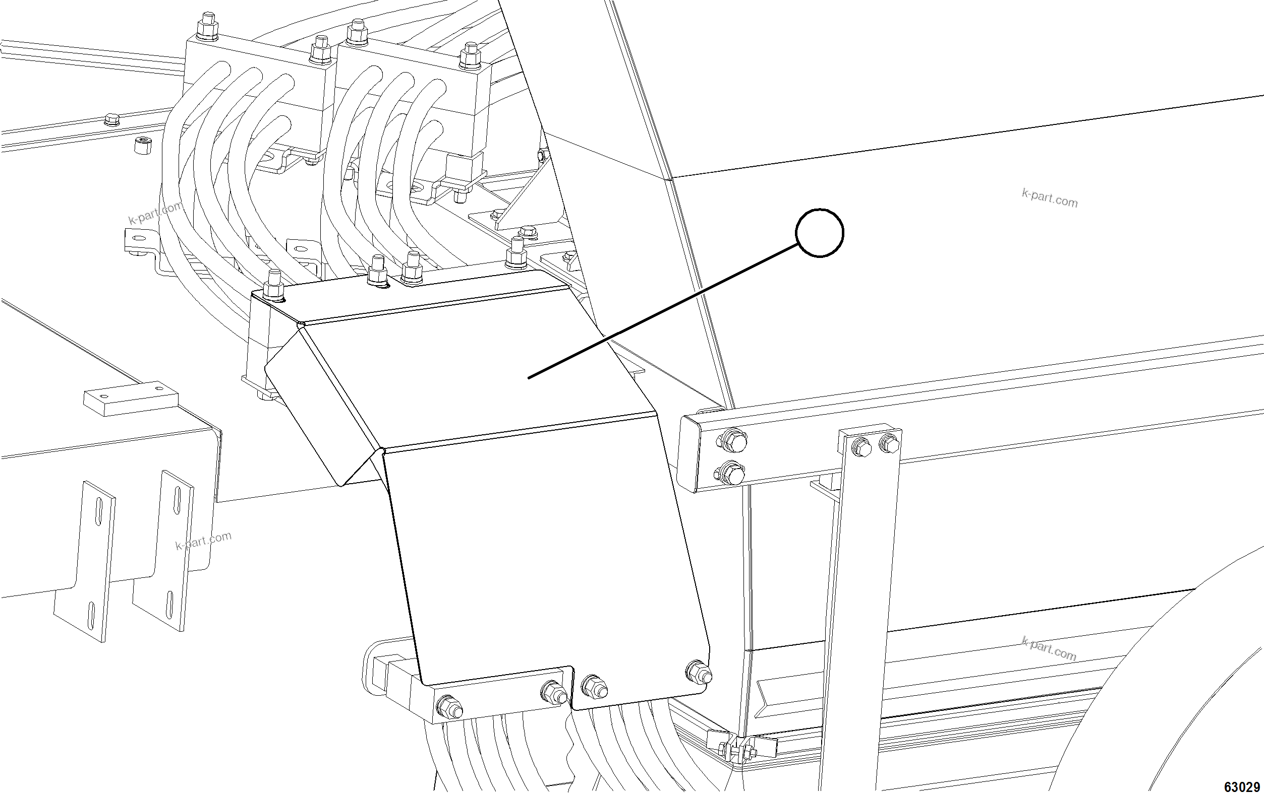 Komatsu parts book diagram for AFE73-B 980E-4 S/N A40031 - A40032 ANTAMINA: POWER CABLE HEAT SHIELD