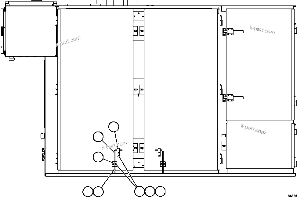 Komatsu parts book diagram for AFE73-B 980E-4 S/N A40031 - A40032 ANTAMINA: CONTROL CABINET - DOOR STOPS    58B-43-00001