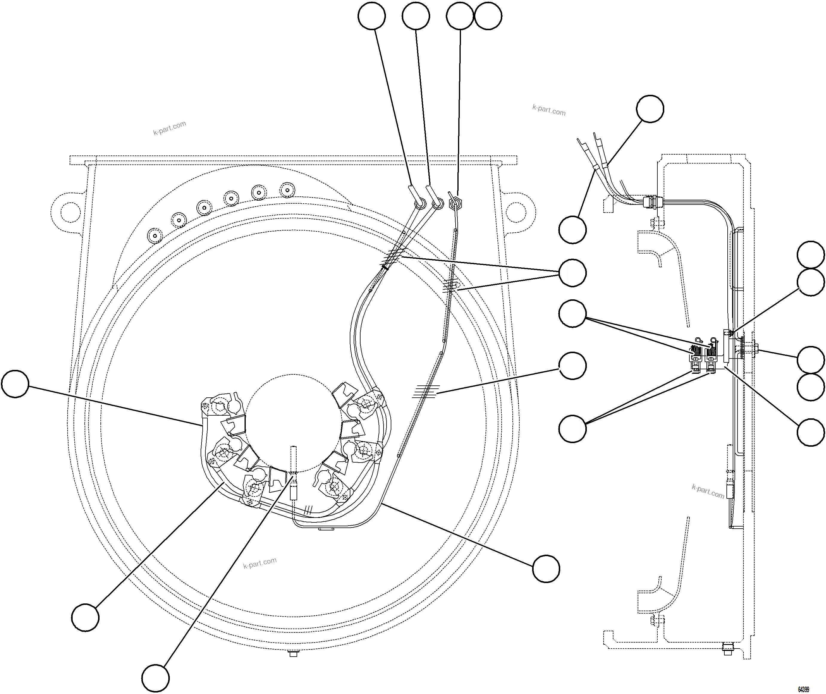 Komatsu parts book diagram for AFE73-B 980E-4 S/N A40031 - A40032 ANTAMINA: BRUSH HOLDER/SPEED SENSOR WIRING