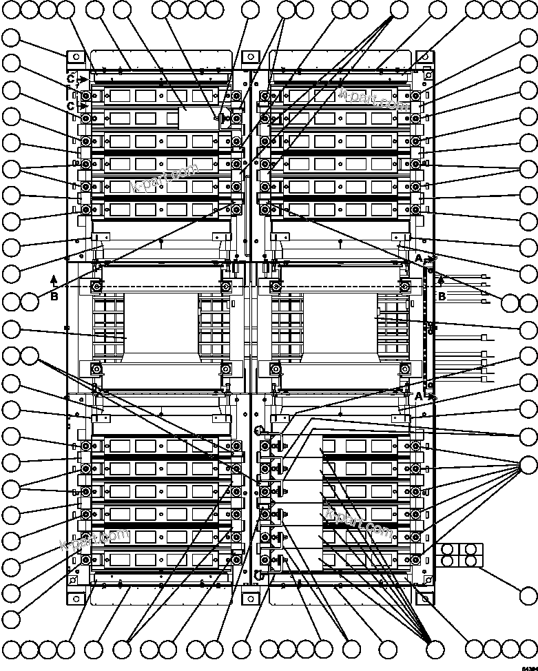 Komatsu parts book diagram for AFE73-B 980E-4 S/N A40031 - A40032 ANTAMINA: RETARDING GRID ASSEMBLY    1/3     58B-06-00202