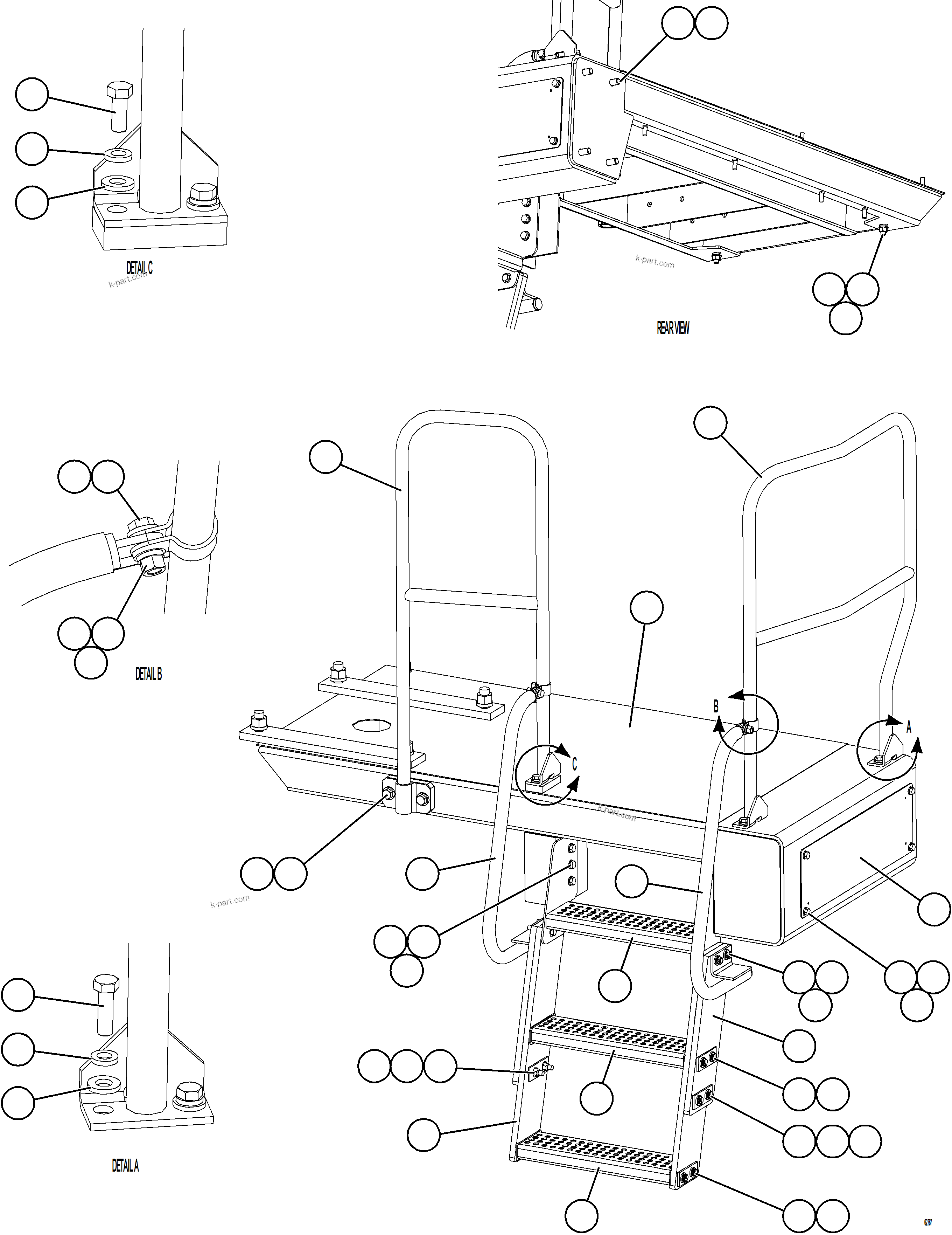 Komatsu parts book diagram for AFE73-F 980E-4 S/N A40071 COLLAHUASI: RH STEPS & PLATFORM
