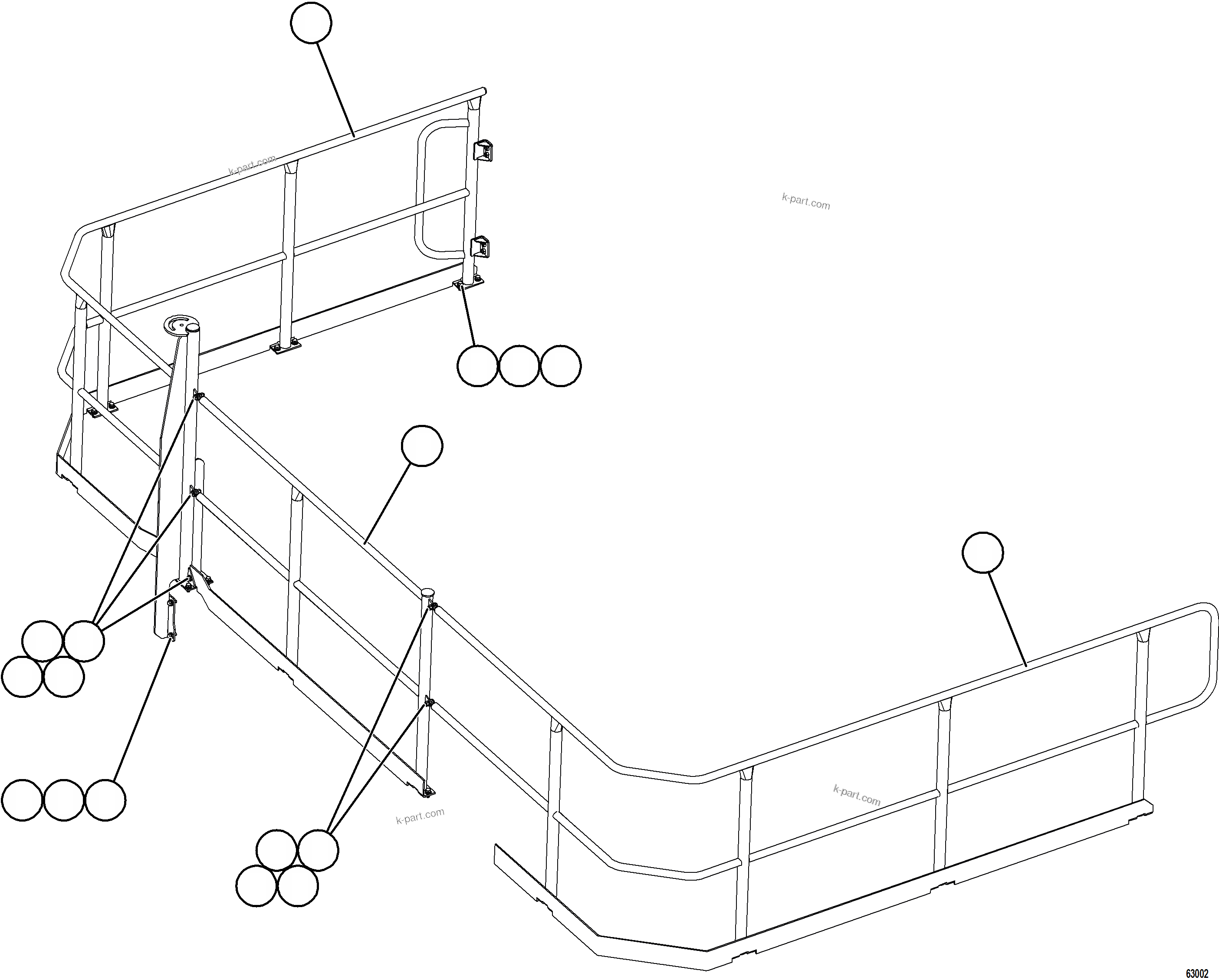 Komatsu parts book diagram for AFE73-F 980E-4 S/N A40071 COLLAHUASI: LH DECK HANDRAILS