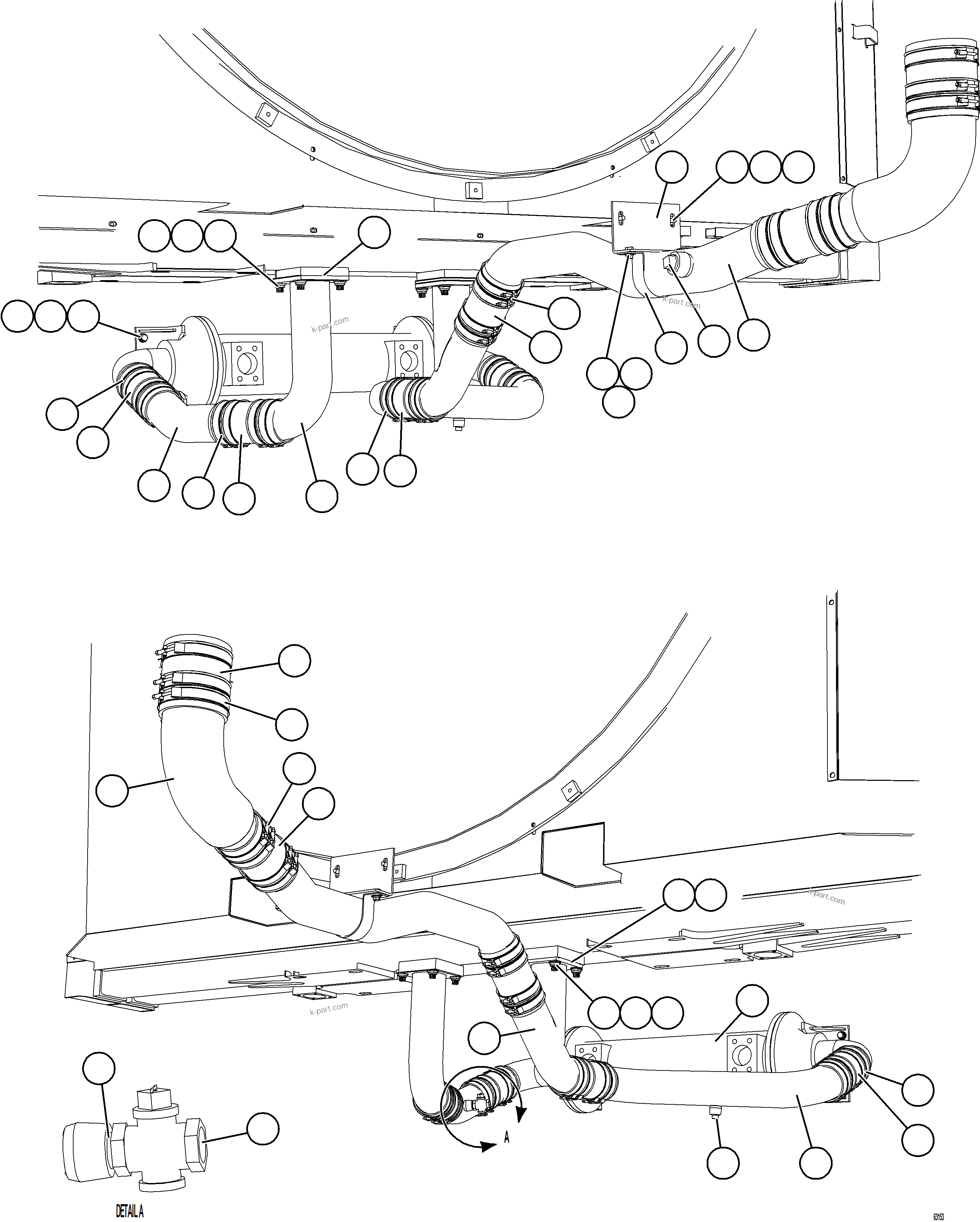 Komatsu parts book diagram for AFE73-F 980E-4 S/N A40071 COLLAHUASI: COOLING SYSTEM PIPING    4/4