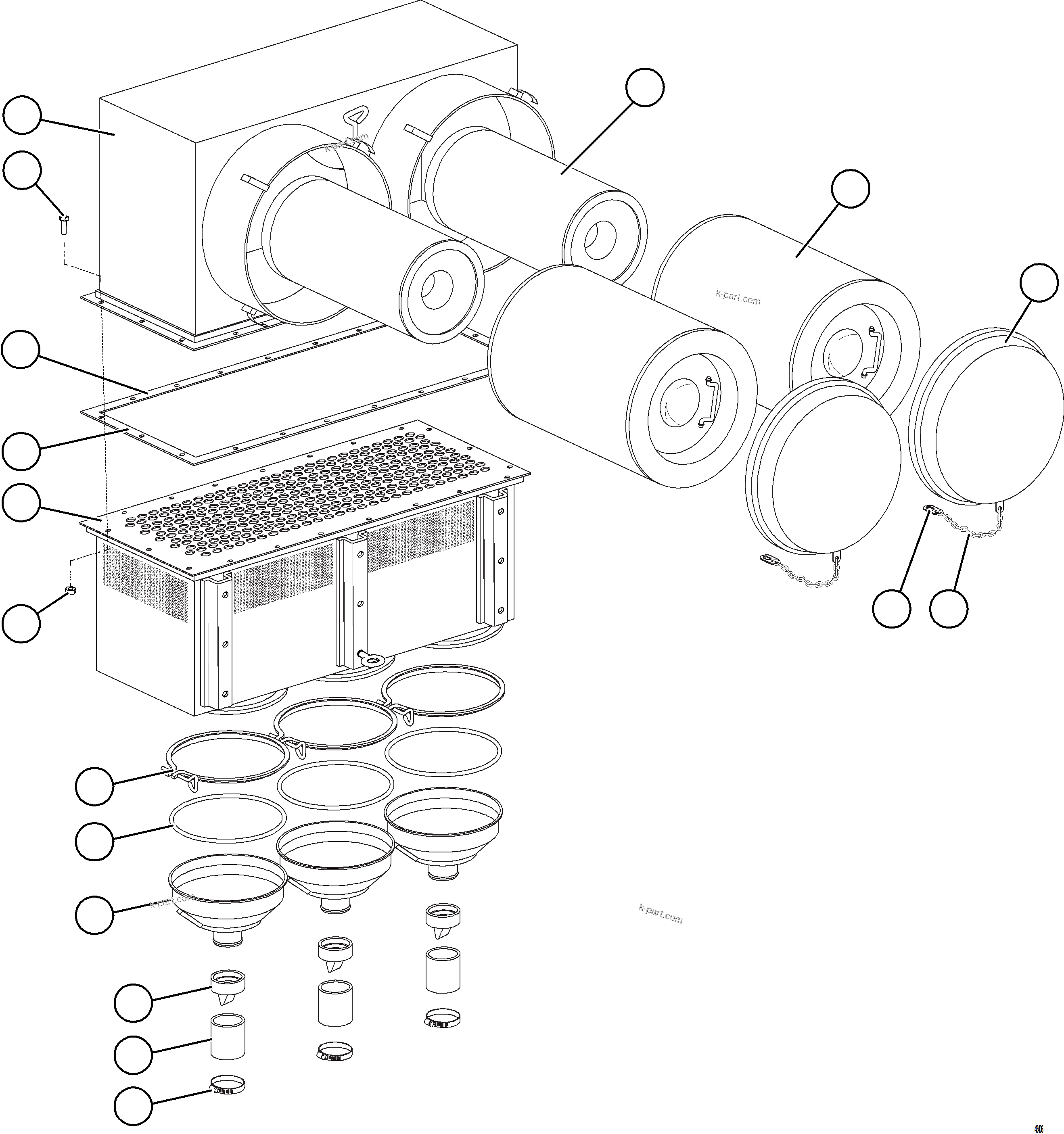 Komatsu parts book diagram for AFE73-F 980E-4 S/N A40071 COLLAHUASI: AIR CLEANER ASSEMBLY    58F-02-00160