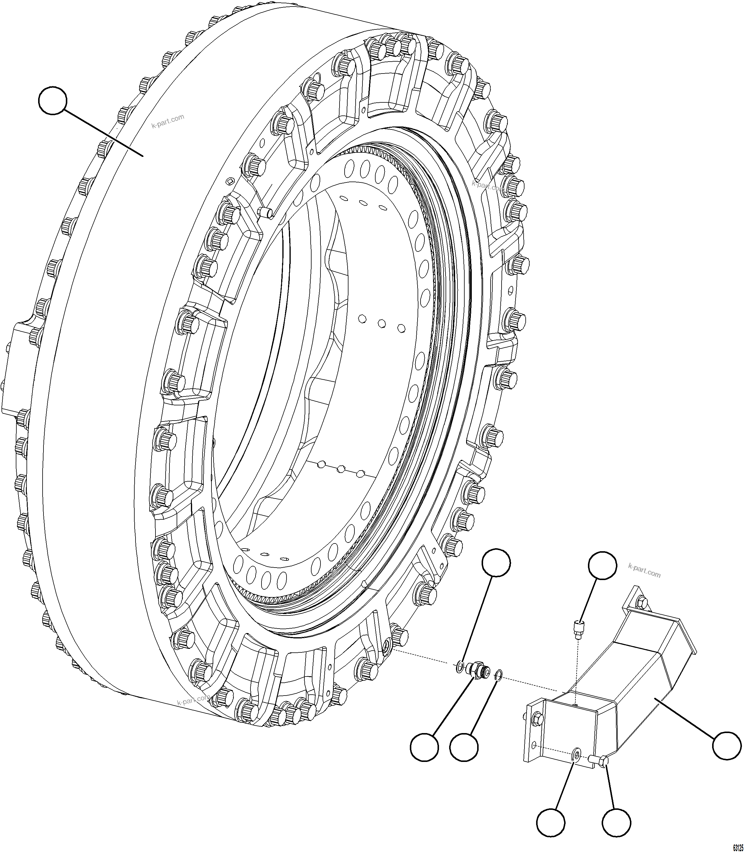 Komatsu parts book diagram for AFE73-F 980E-4 S/N A40071 COLLAHUASI: FRONT BRAKE AND CATCHMENT TANK    58B-32-00411