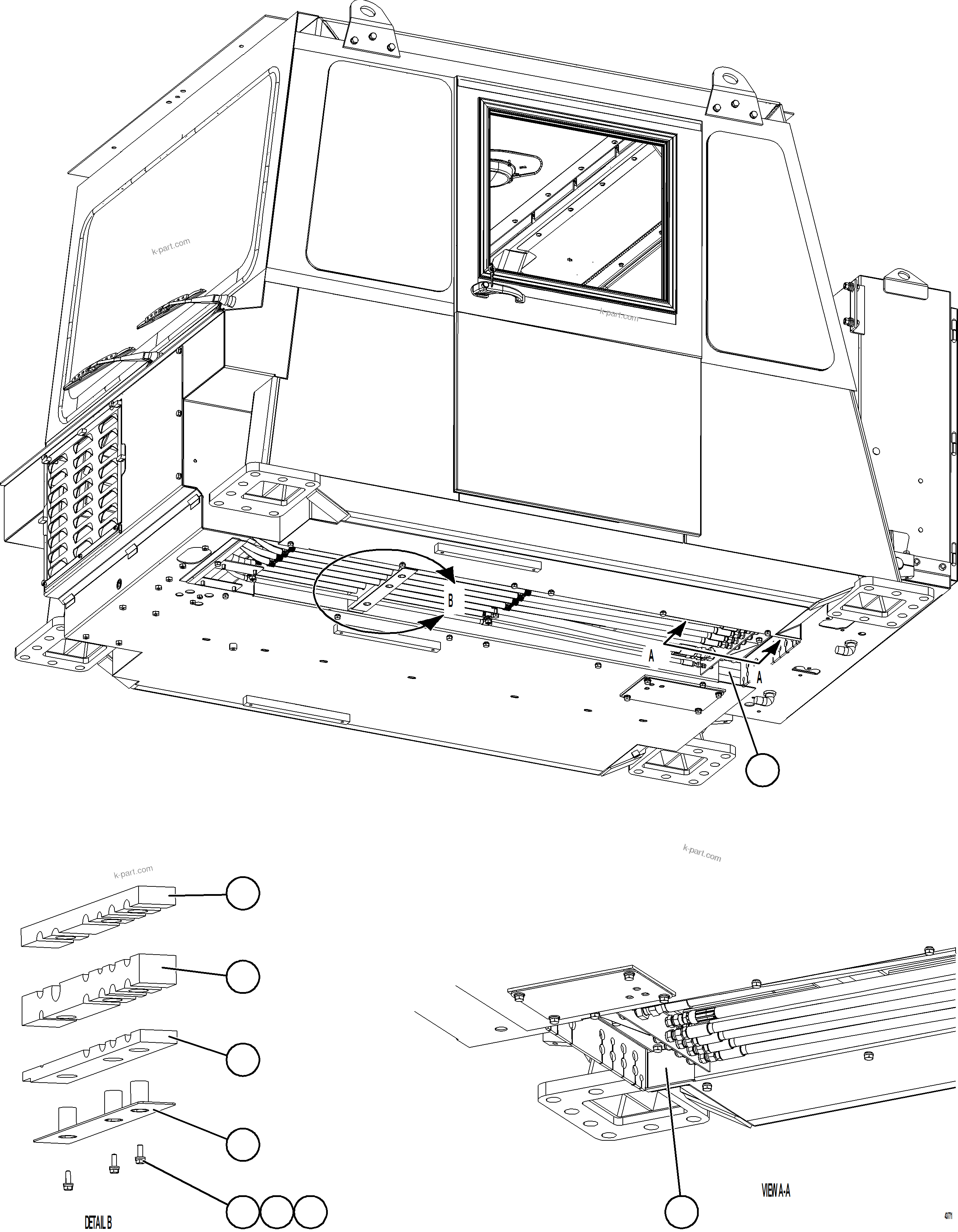 Komatsu parts book diagram for AFE73-F 980E-4 S/N A40071 COLLAHUASI: CAB PRESSURIZATION BLOCKS