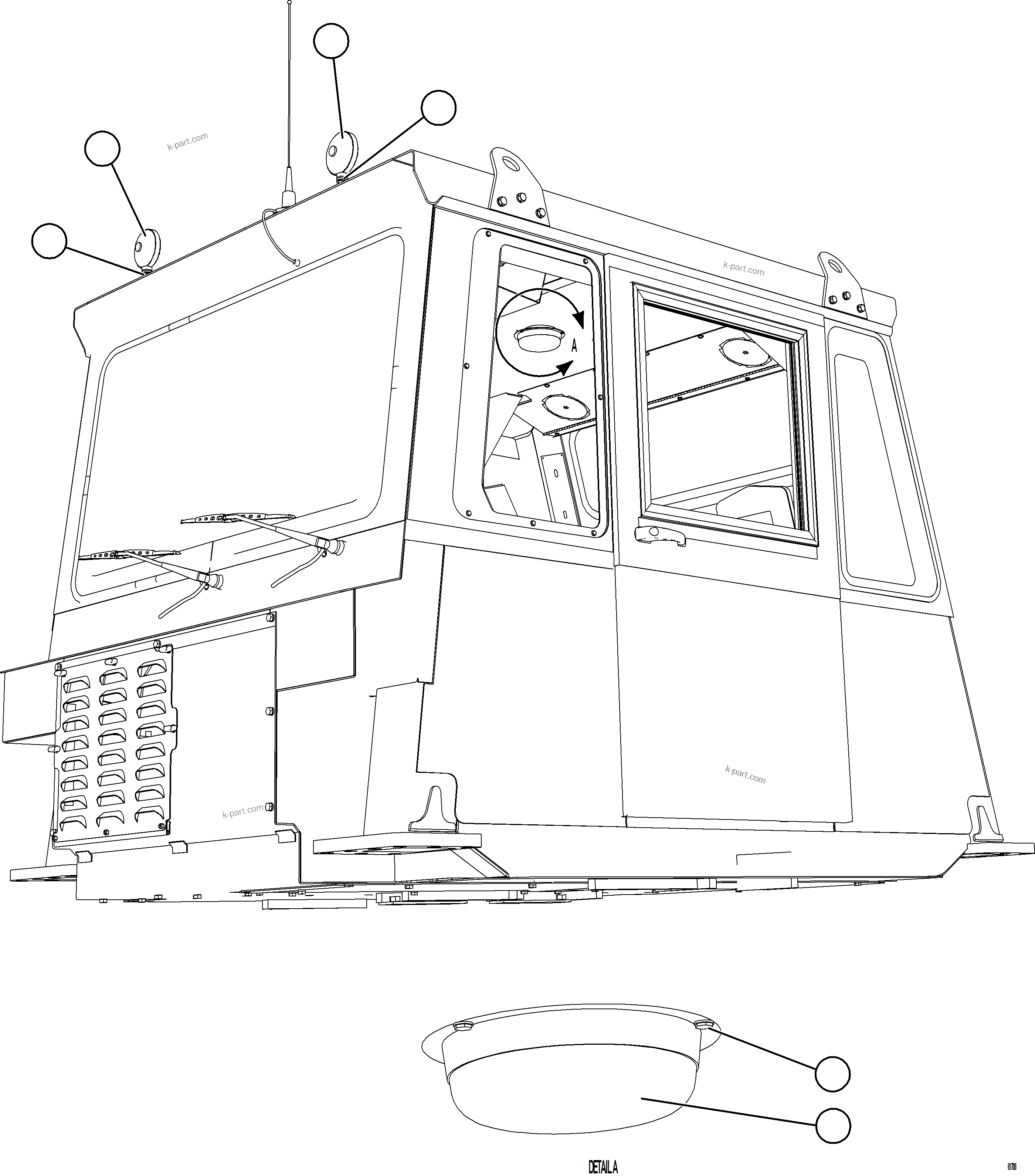 Komatsu parts book diagram for AFE73-F 980E-4 S/N A40071 COLLAHUASI: CAB LIGHTS