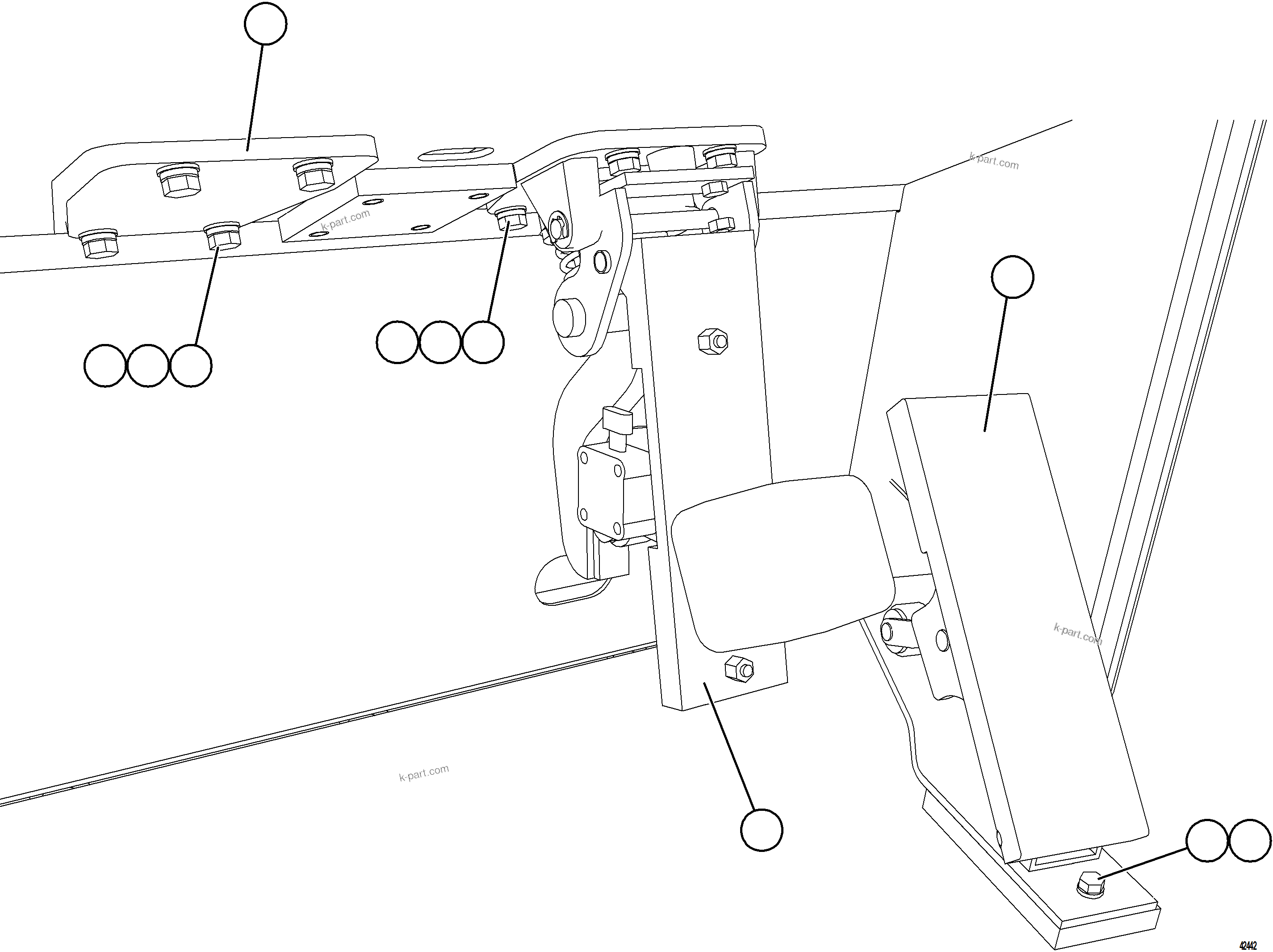 Komatsu parts book diagram for AFE73-F 980E-4 S/N A40071 COLLAHUASI: PEDAL INSTALLATION