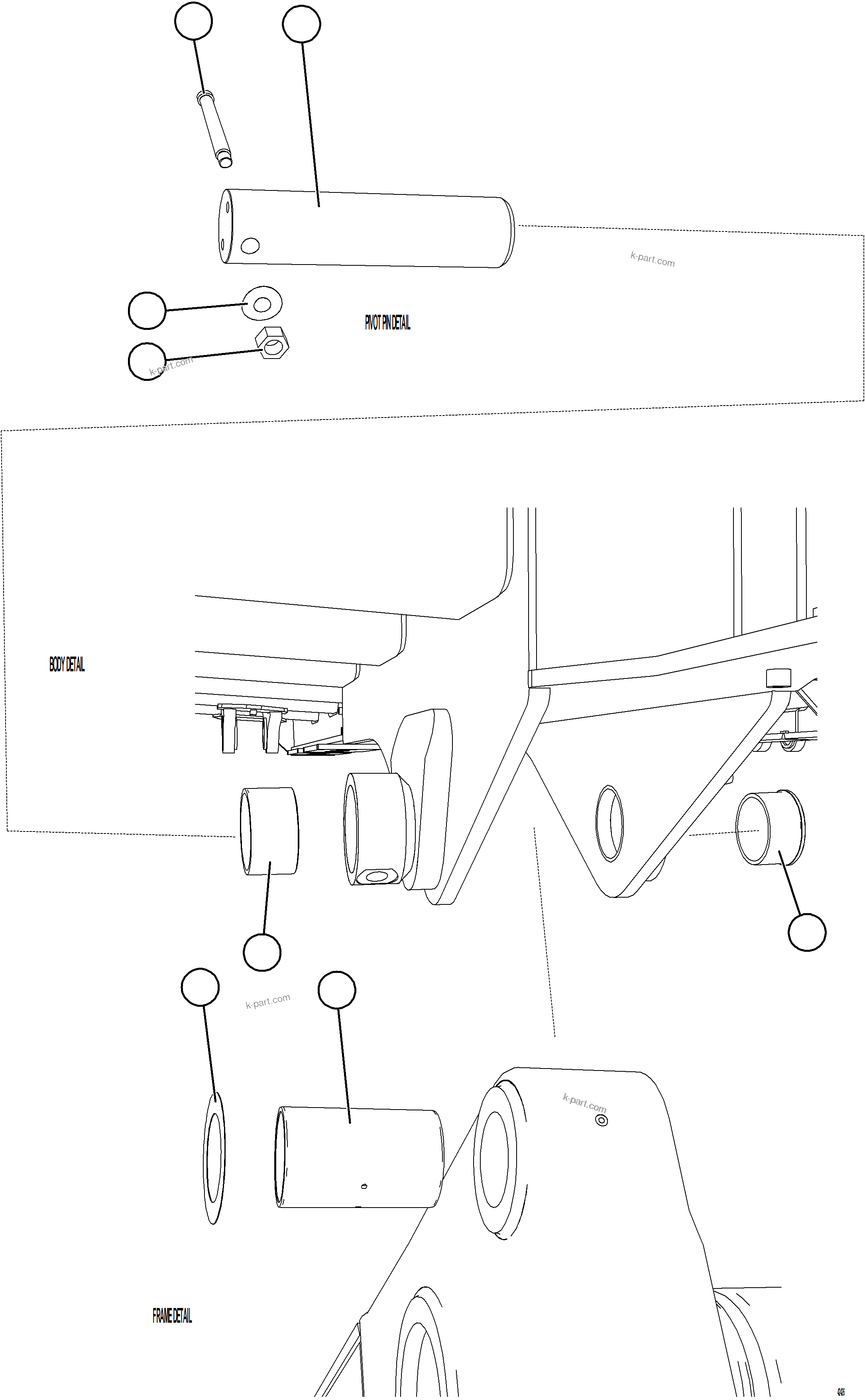 Komatsu parts book diagram for AFE73-F 980E-4 S/N A40071 COLLAHUASI: BODY PIVOT