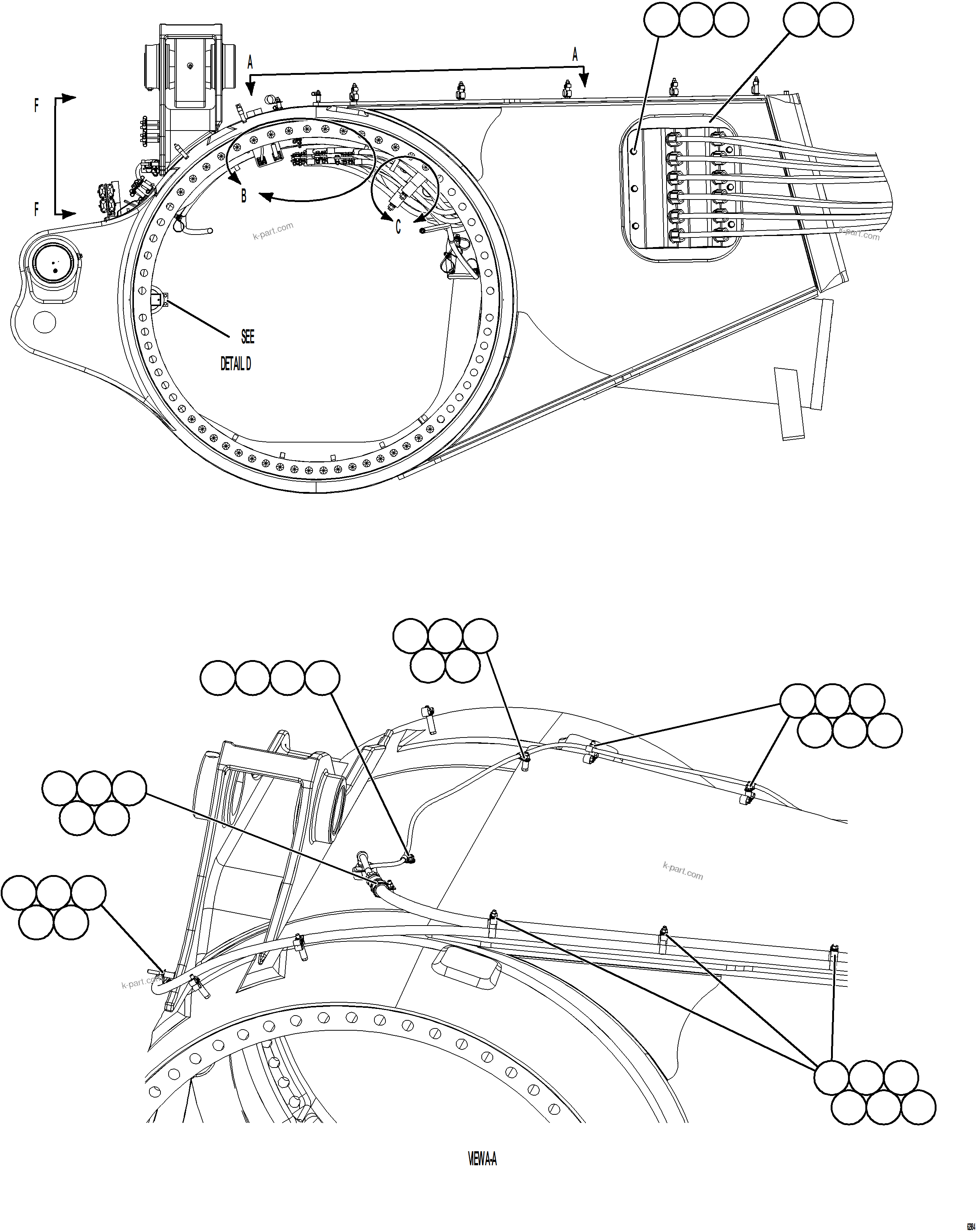 Komatsu parts book diagram for AFE73-F 980E-4 S/N A40071 COLLAHUASI: REAR AXLE WIRING    1/3