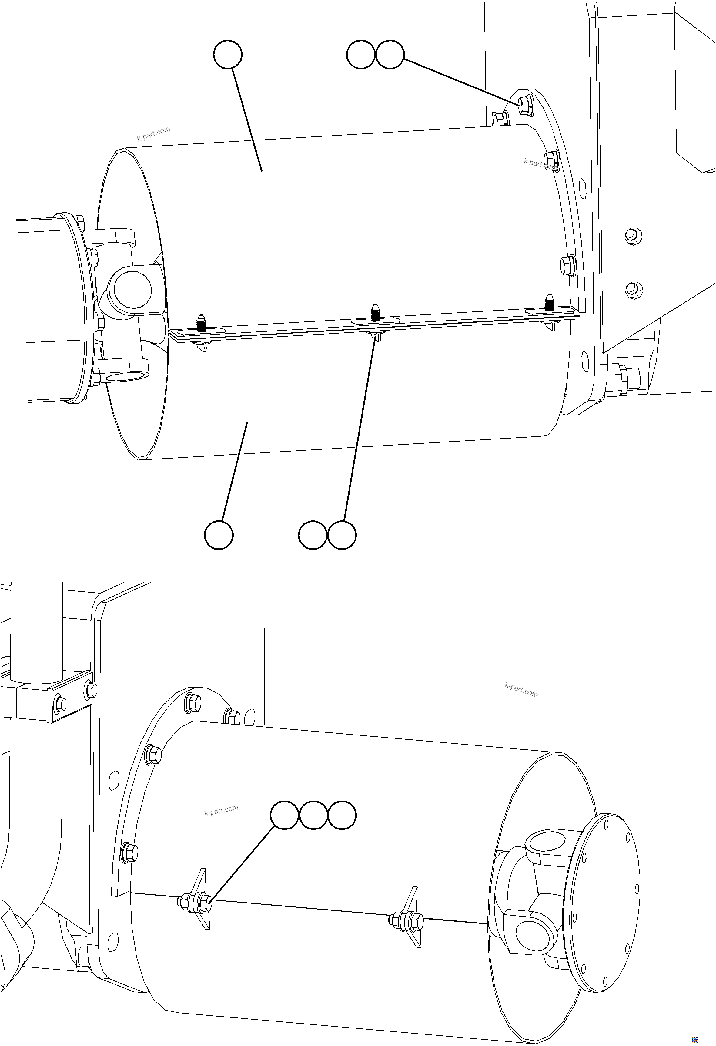 Komatsu parts book diagram for AFE73-F 980E-4 S/N A40071 COLLAHUASI: DRIVESHAFT GUARD