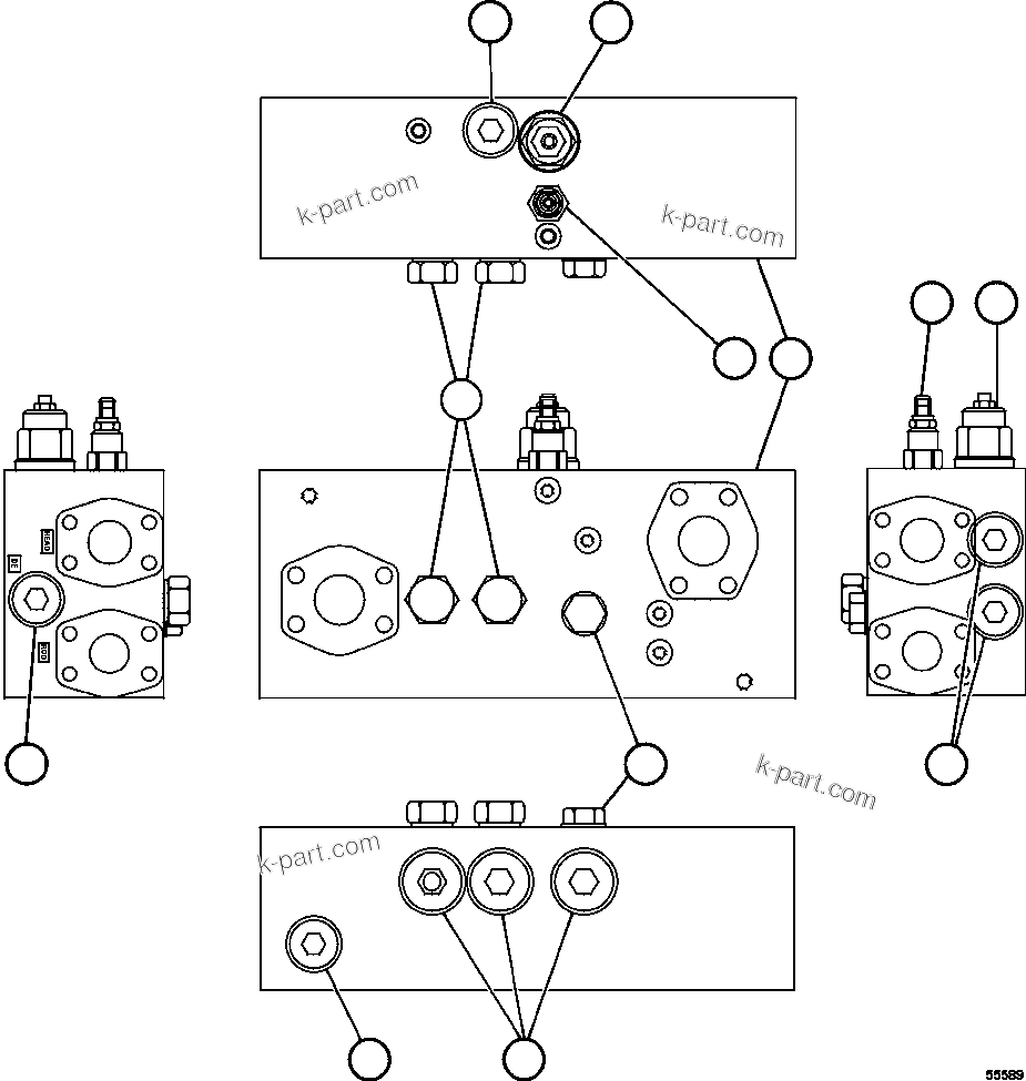 Komatsu parts book diagram for AFE73-F 980E-4 S/N A40071 COLLAHUASI: OVERCENTER MANIFOLD VALVE ASSM    PC0522
