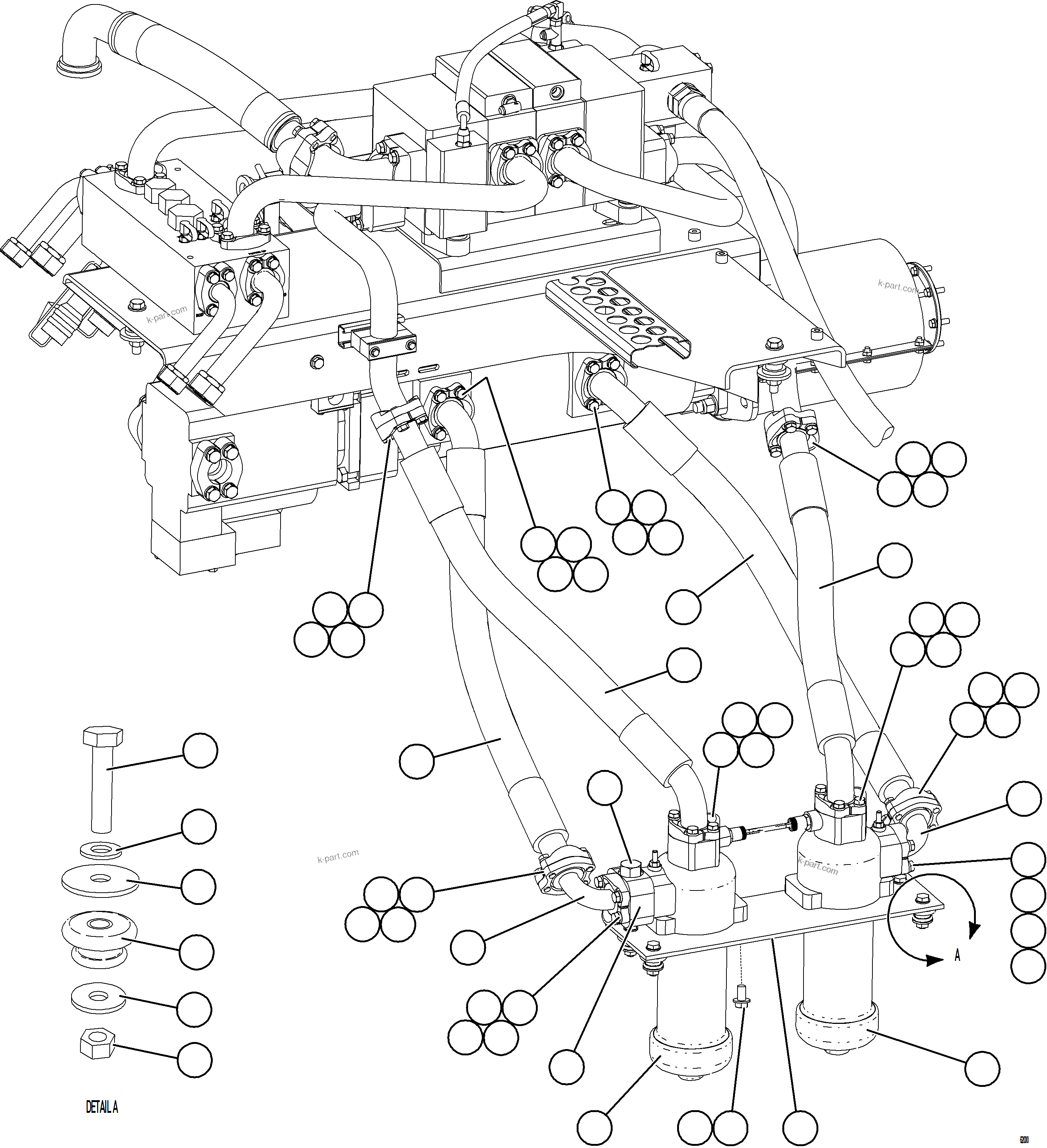 Komatsu parts book diagram for AFE73-F 980E-4 S/N A40071 COLLAHUASI: PUMP MODULE - BRAKE COOLING & HOIST    2/2