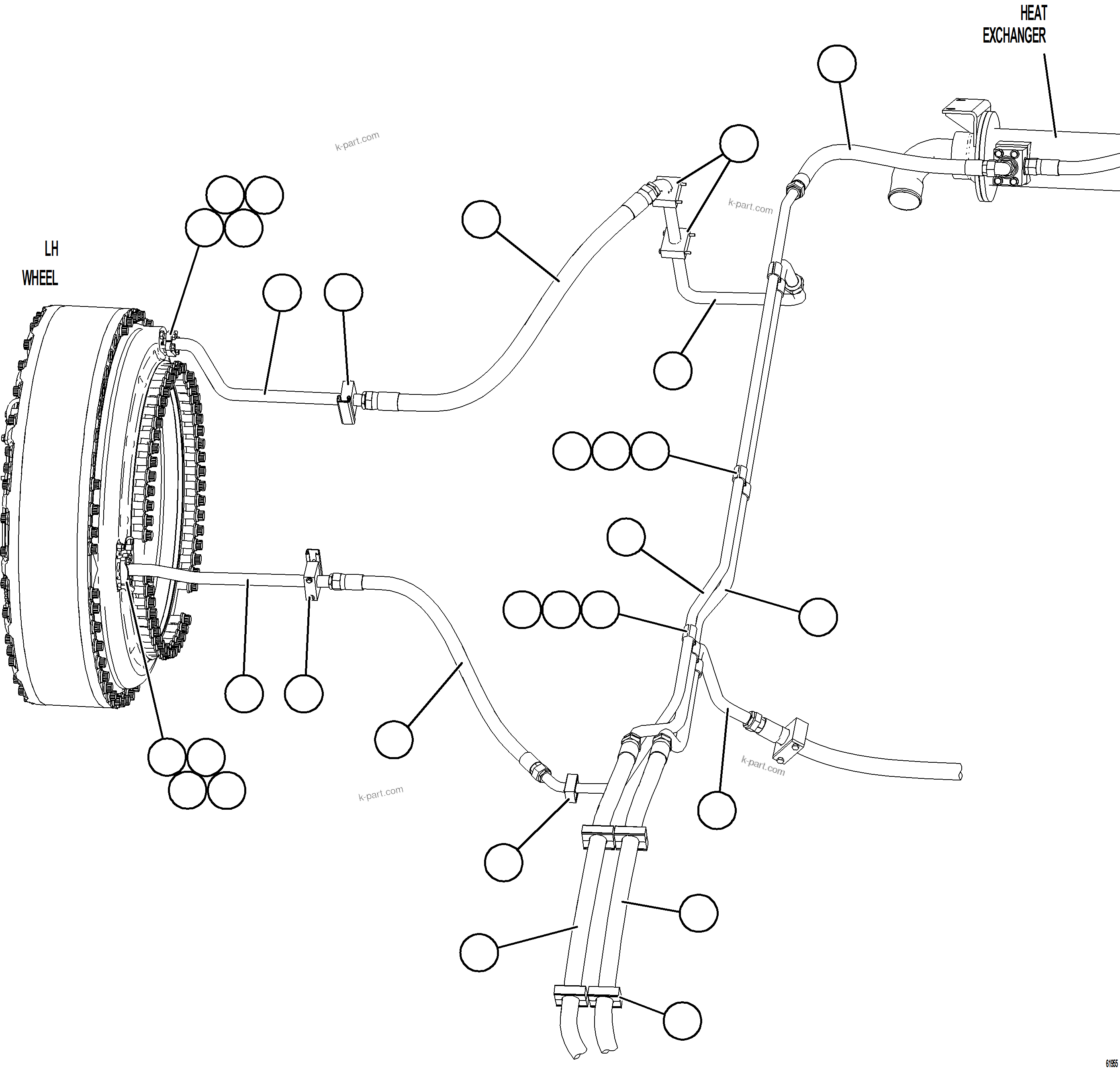 Komatsu parts book diagram for AFE73-F 980E-4 S/N A40071 COLLAHUASI: BRAKE COOLING PIPING    2/3
