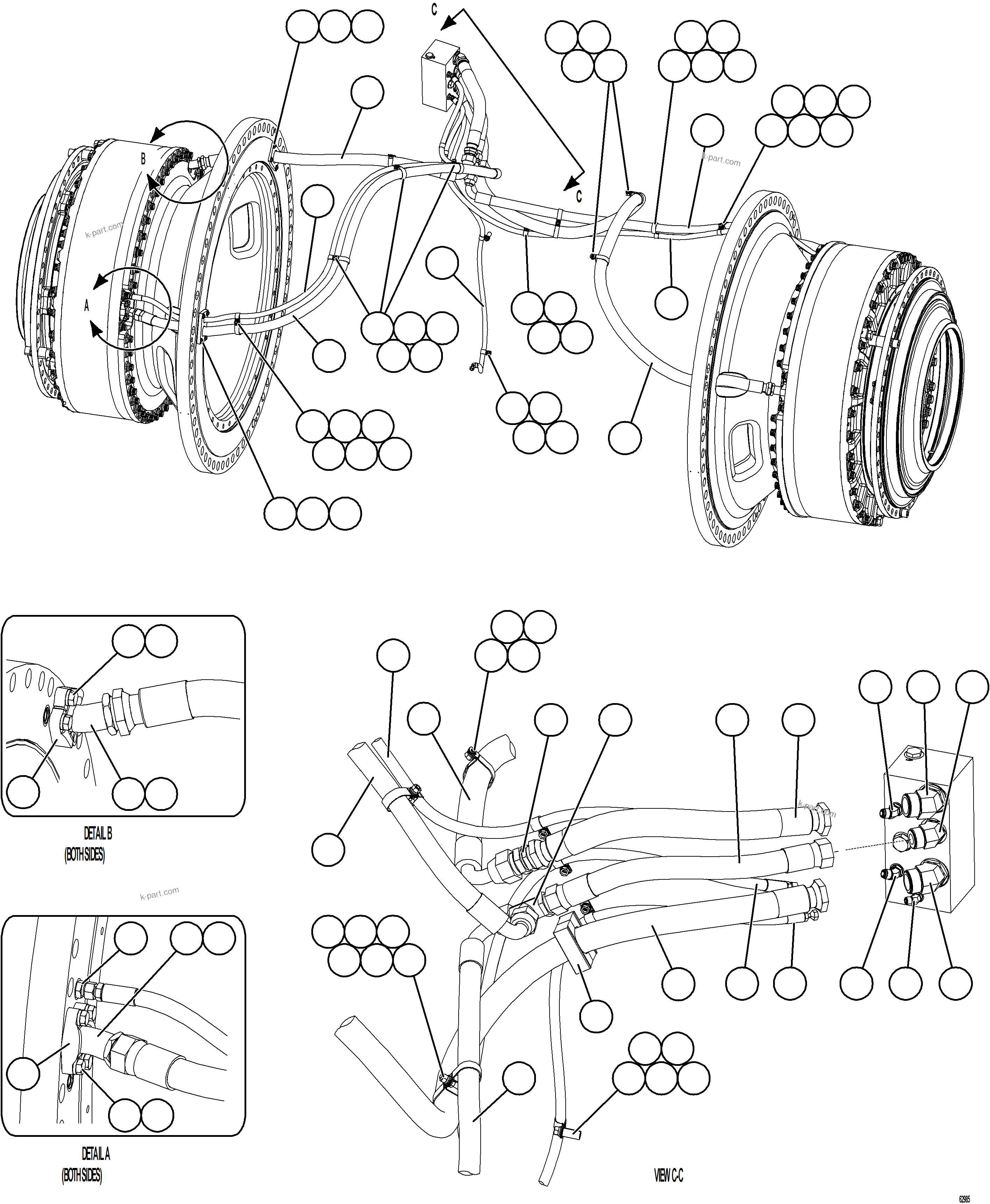 Komatsu parts book diagram for AFE73-F 980E-4 S/N A40071 COLLAHUASI: REAR BRAKE PIPING    2/2
